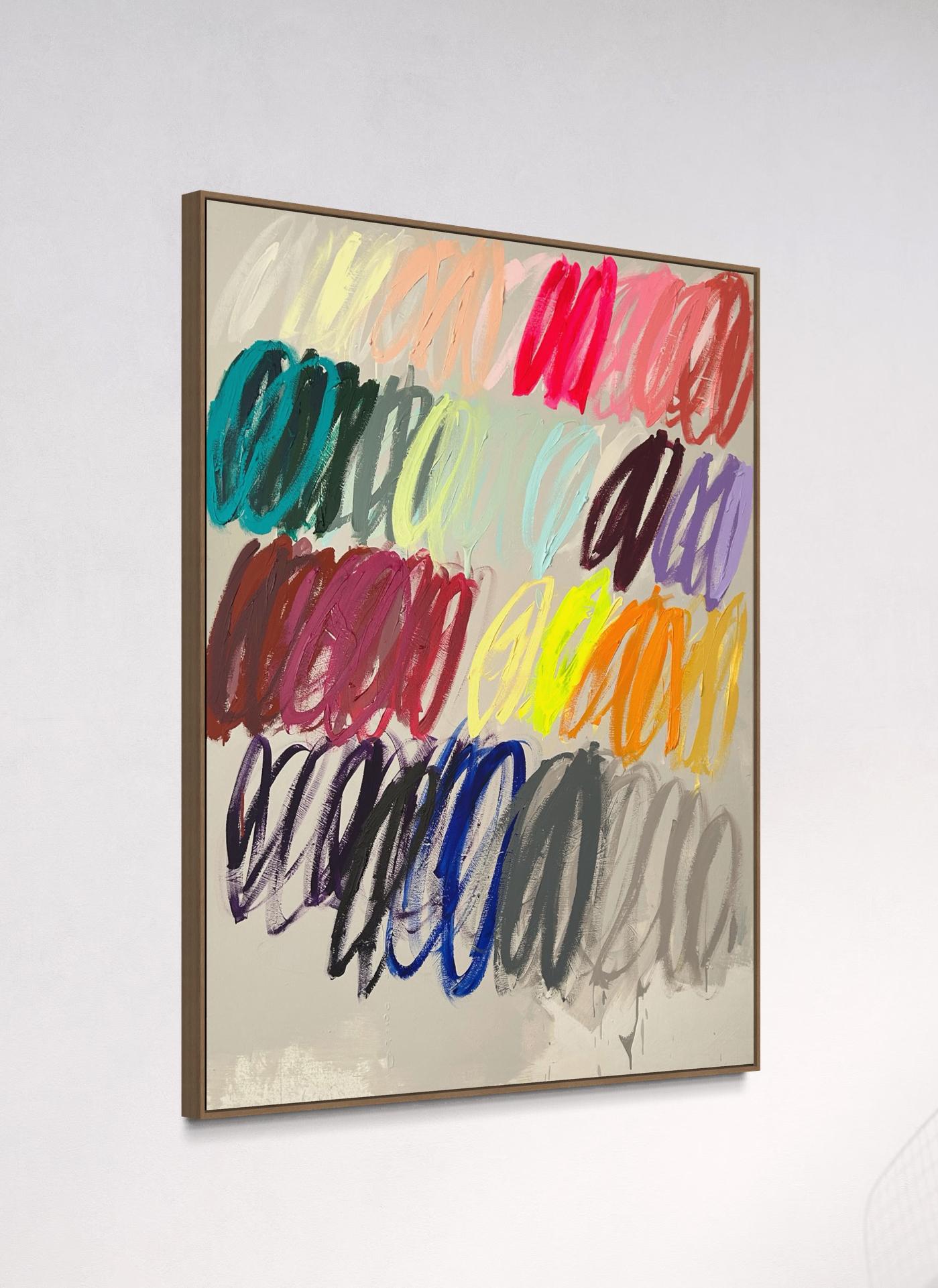 Contemporáneo Tamaño Grande Abstracto Colores Pastel Dots Artista Christina Gschwantner en venta 4