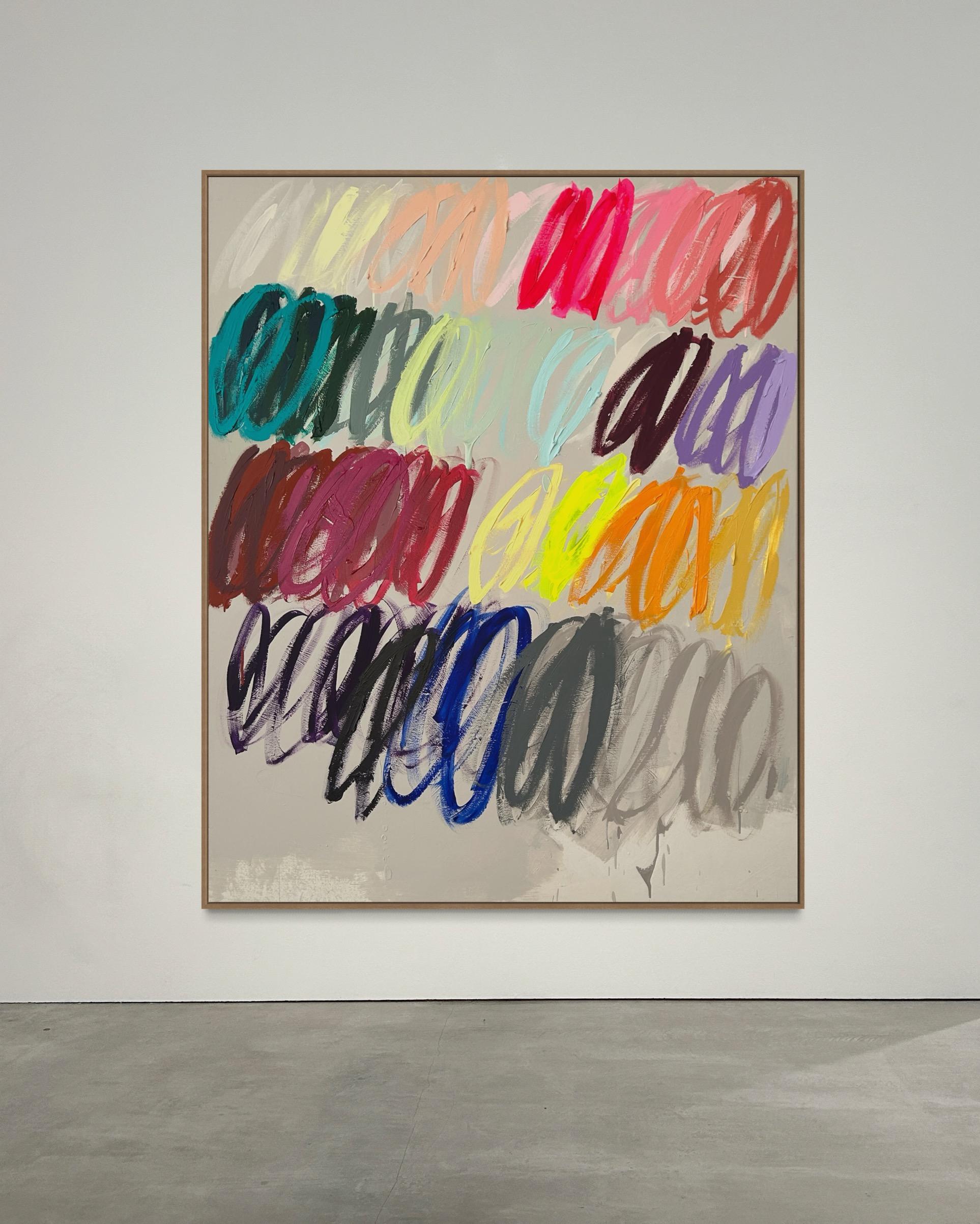 Contemporáneo Tamaño Grande Abstracto Colores Pastel Dots Artista Christina Gschwantner en venta 5