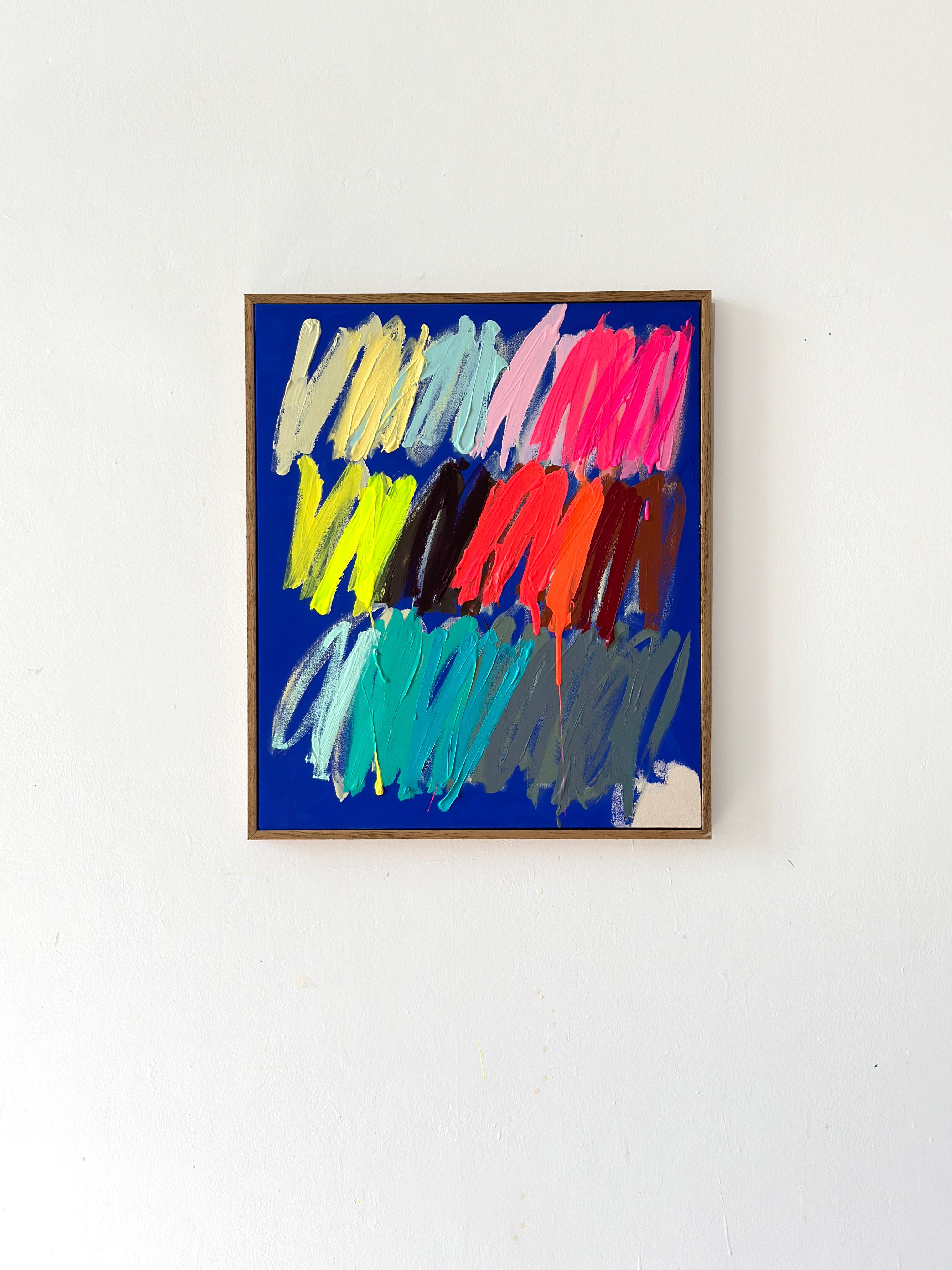 Contemporary Blue Abstract Pastel Dots Colors Artist Christina Gschwantner For Sale 1