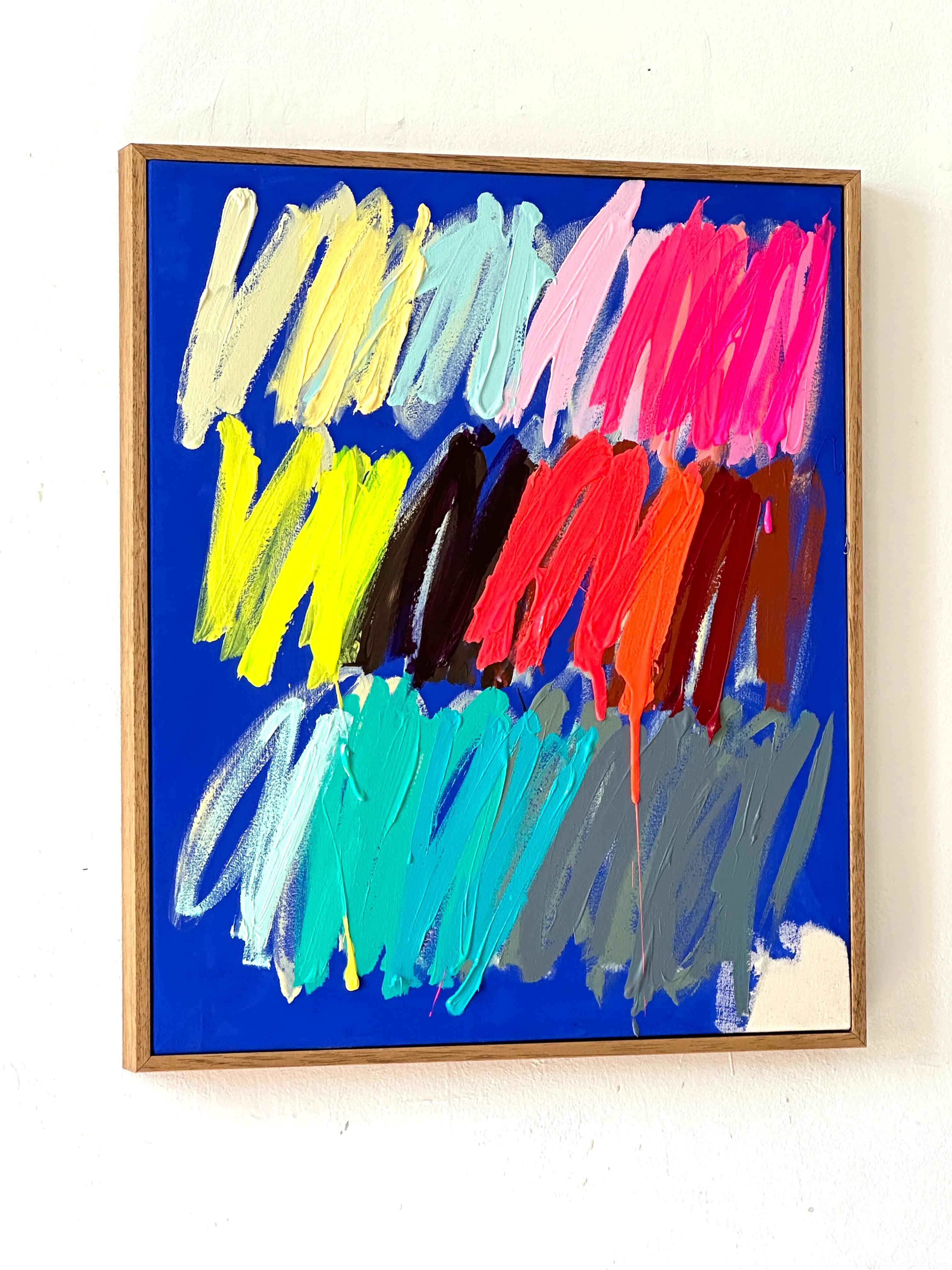 Contemporary Blue Abstract Pastel Dots Colors Artist Christina Gschwantner For Sale 2