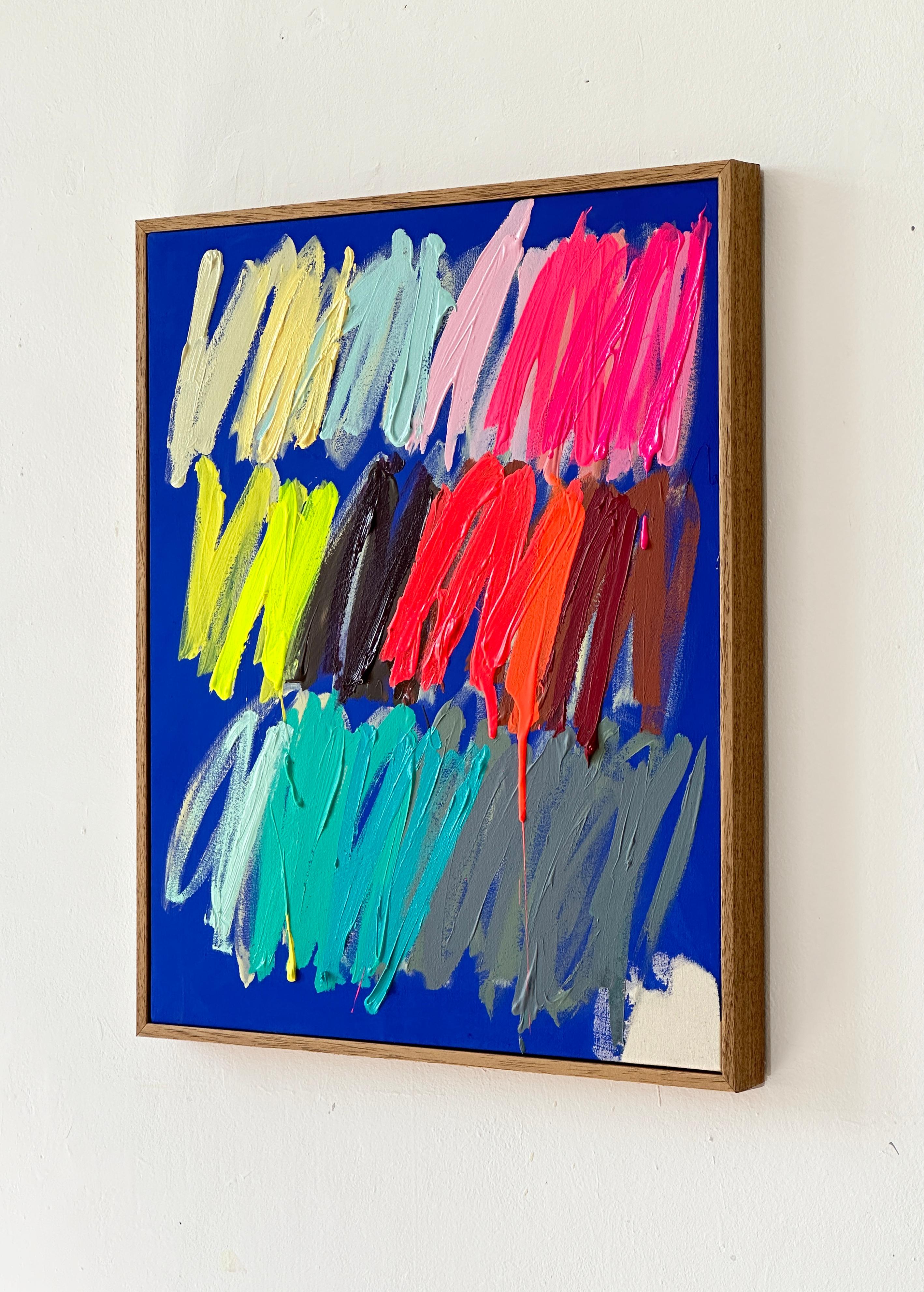 Contemporary Blue Abstract Pastel Dots Colors Artist Christina Gschwantner For Sale 3