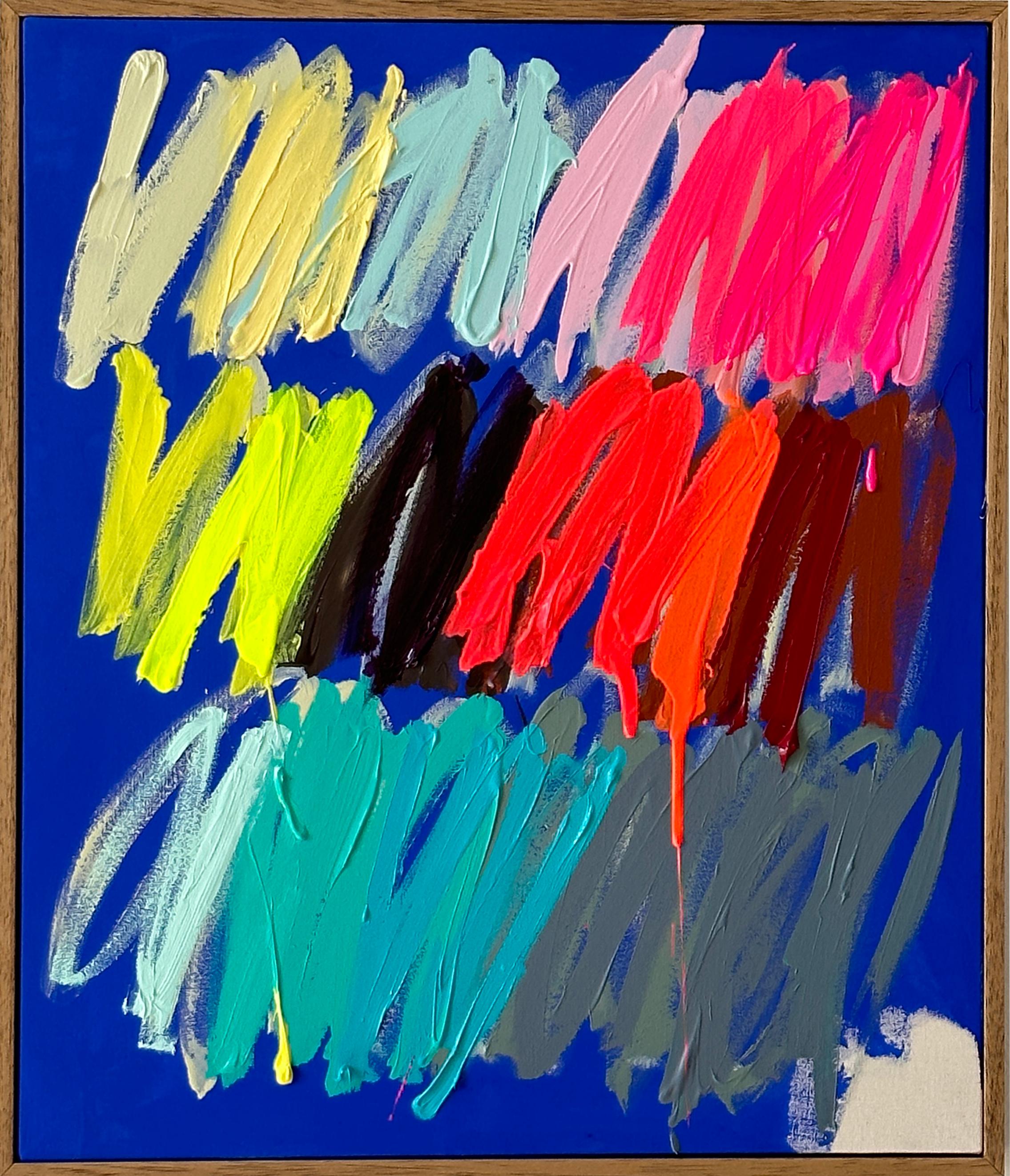 Contemporary Blue Abstract Pastel Dot Colors Artista Christina Gschwantner