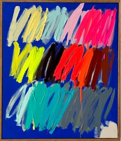 Contemporáneo Azul Abstracto Pastel Puntos Colores Artista Christina Gschwantner