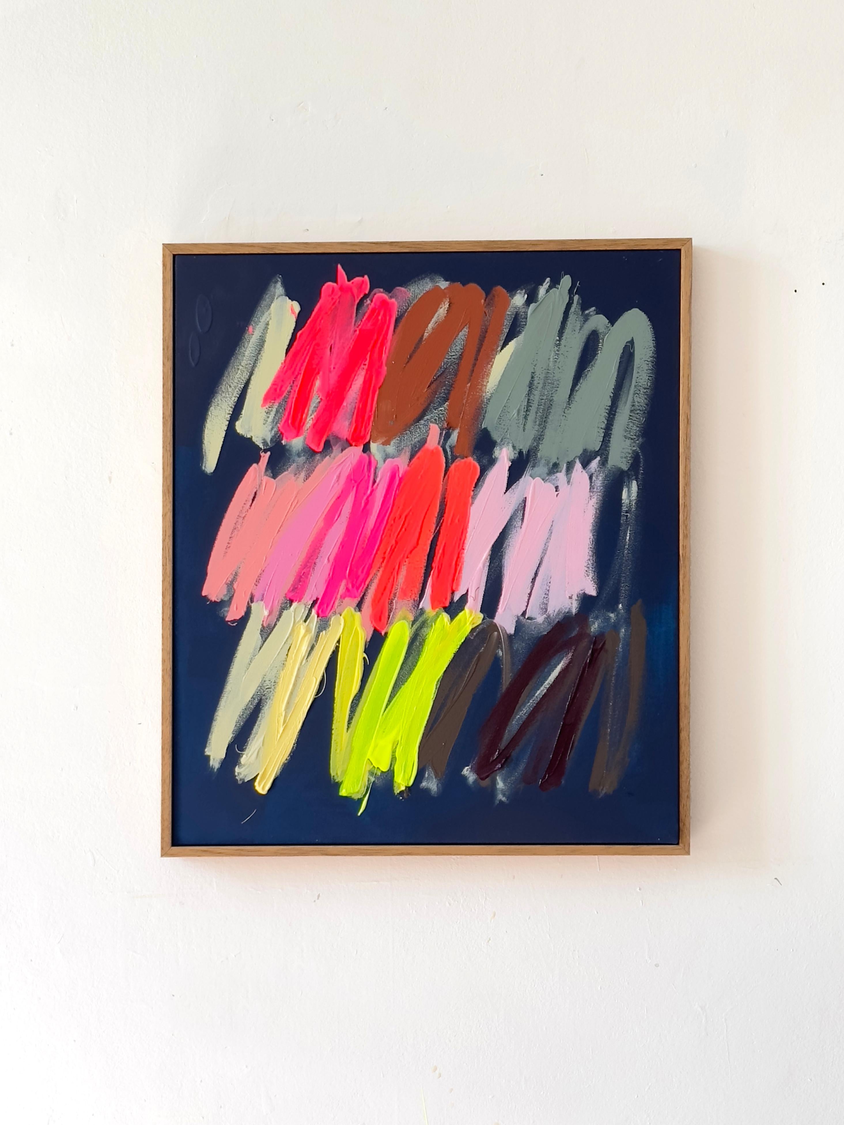 Contemporary Brown Abstrakte Pastellstriche Farben Künstlerin Christina Gschwantner im Angebot 1