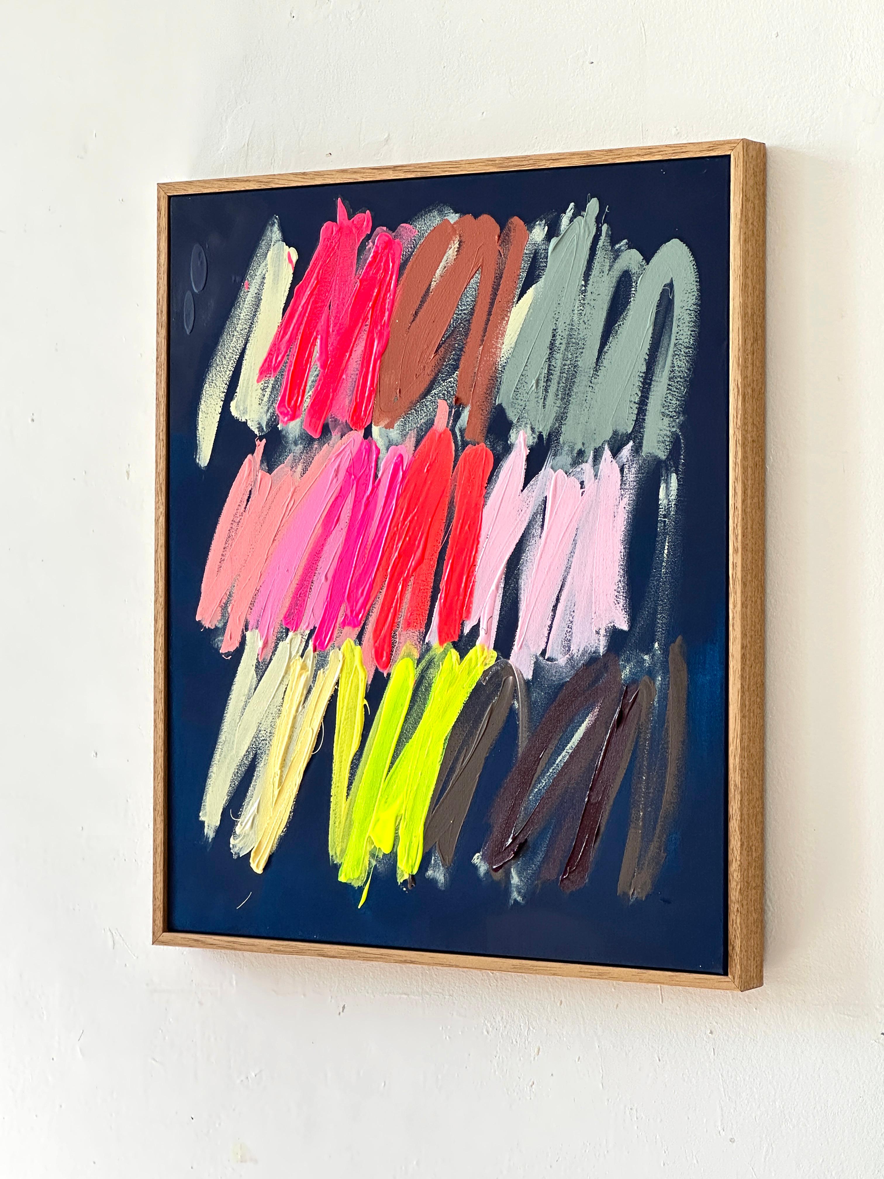 Contemporary Brown Abstrakte Pastellstriche Farben Künstlerin Christina Gschwantner im Angebot 3
