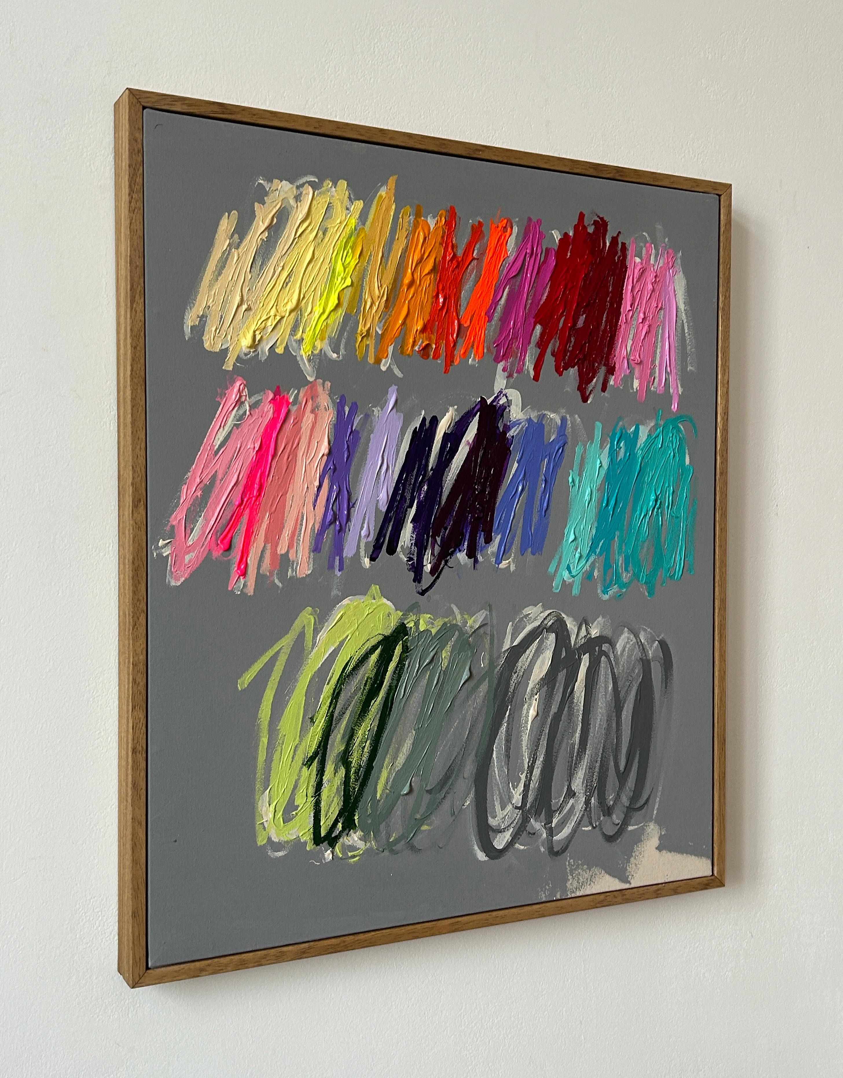 Contemporaneo Grigio New Abstract Dots Colors Artista Christina Gschwantner in vendita 3