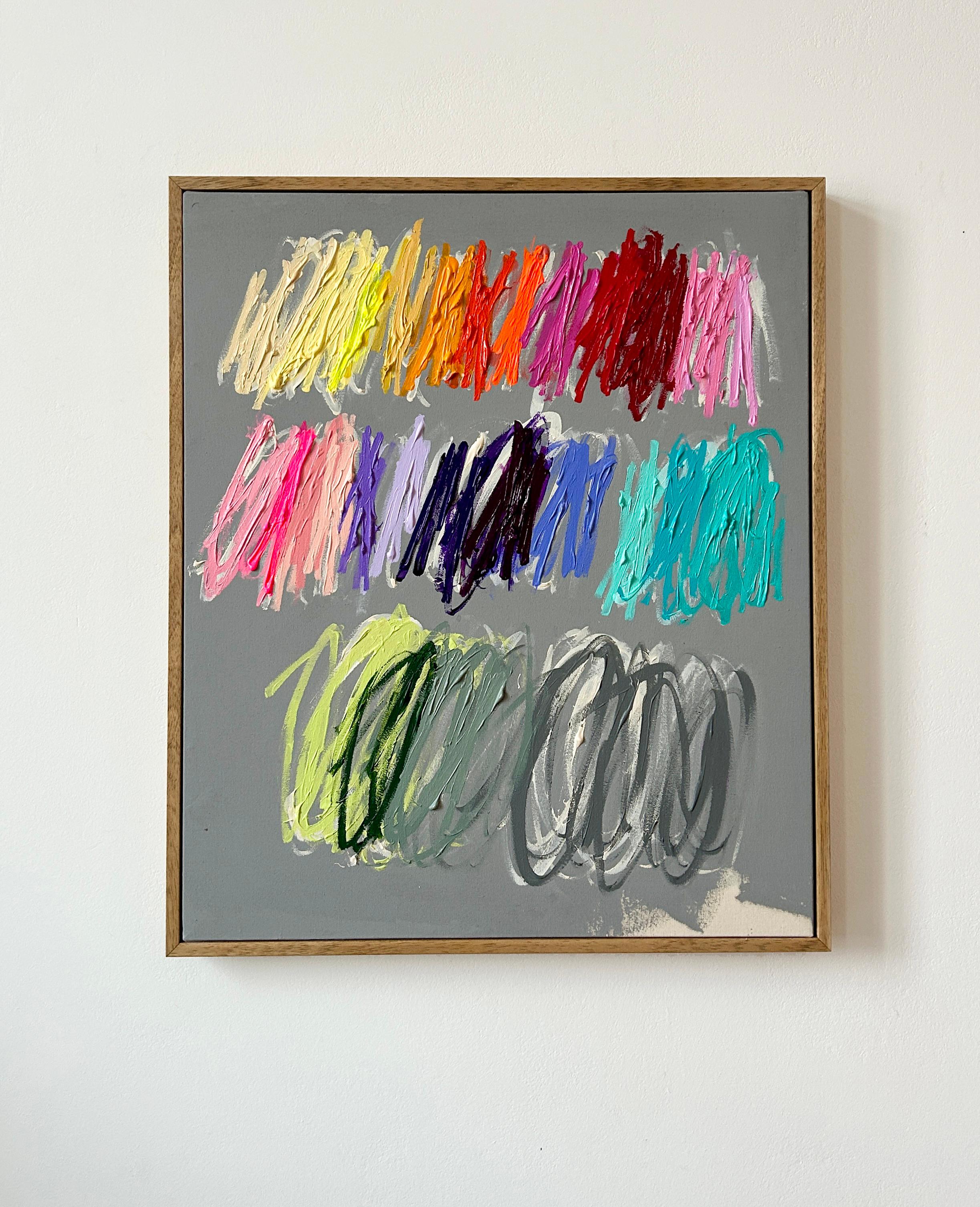 Contemporaneo Grigio New Abstract Dots Colors Artista Christina Gschwantner in vendita 5