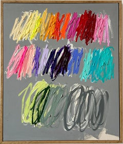 Contemporáneo Gris Nuevo Abstracto Dots Colores Artista Christina Gschwantner