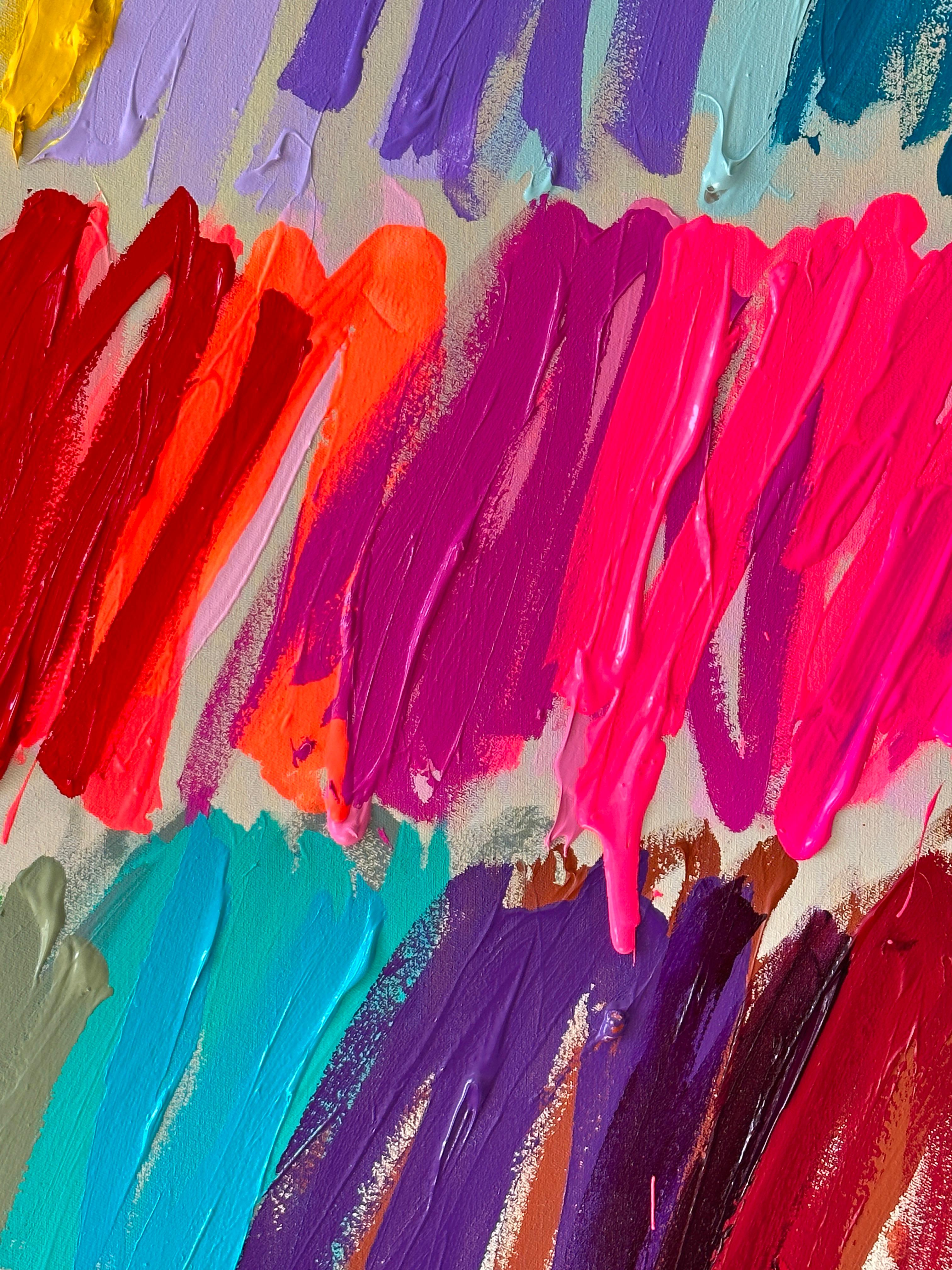 Contemporary Happy Abstract Pastel Strokes Colors Artist Christina Gschwantner For Sale 2