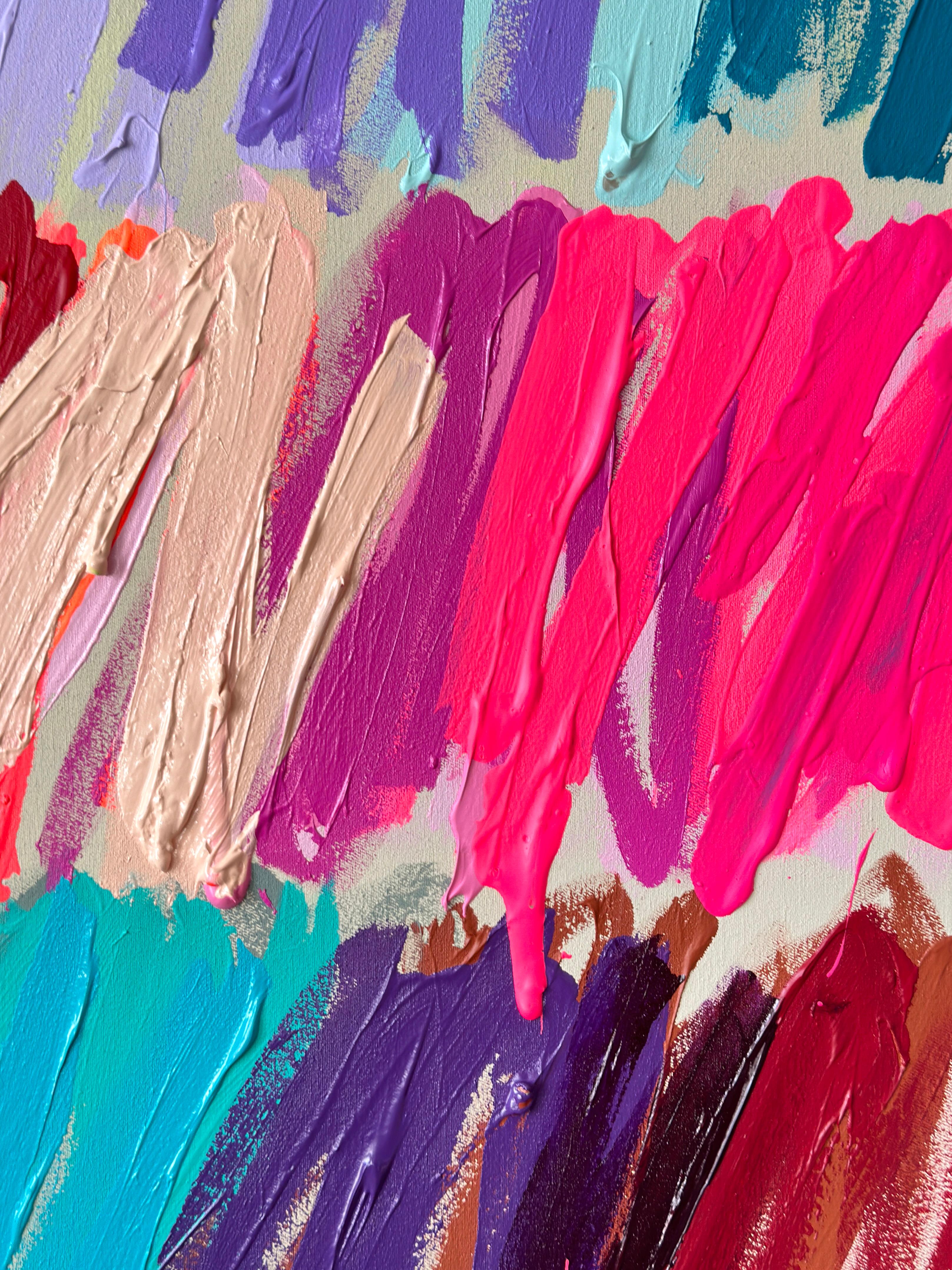 Contemporary Happy Abstract Pastel Strokes Colors Artist Christina Gschwantner For Sale 6