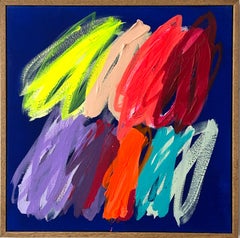 Contemporáneo Nuevo Abstracto Gestural Colores Azules Artista Christina Gschwantner NUEVO