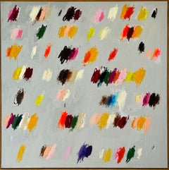 Contemporáneo Nuevo Abstracto Gris Puntos Colores Artista Christina Gschwantner
