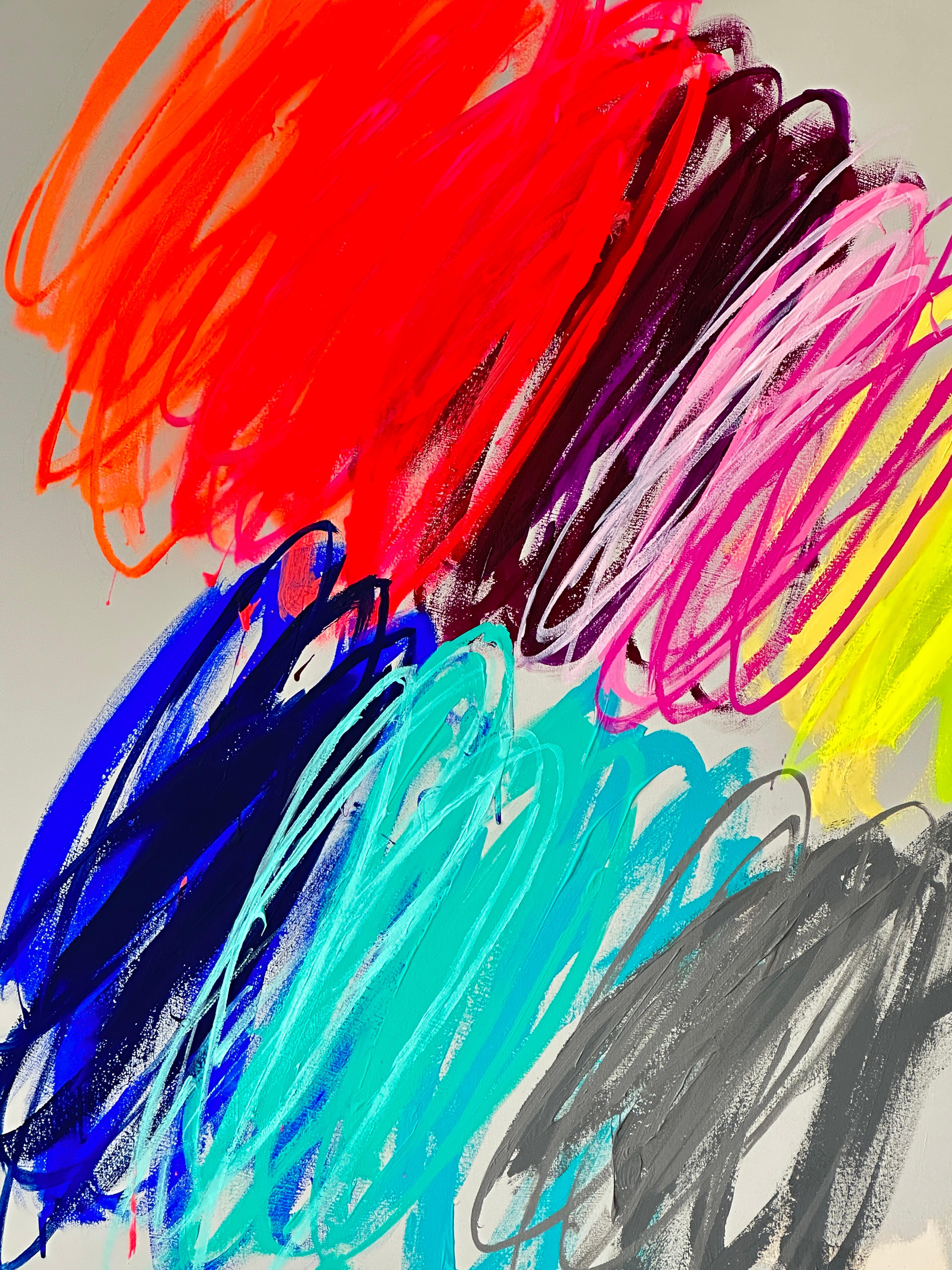 Contemporary New Pastel Abstract Gestural Colors Artist Christina Gschwantner For Sale 1