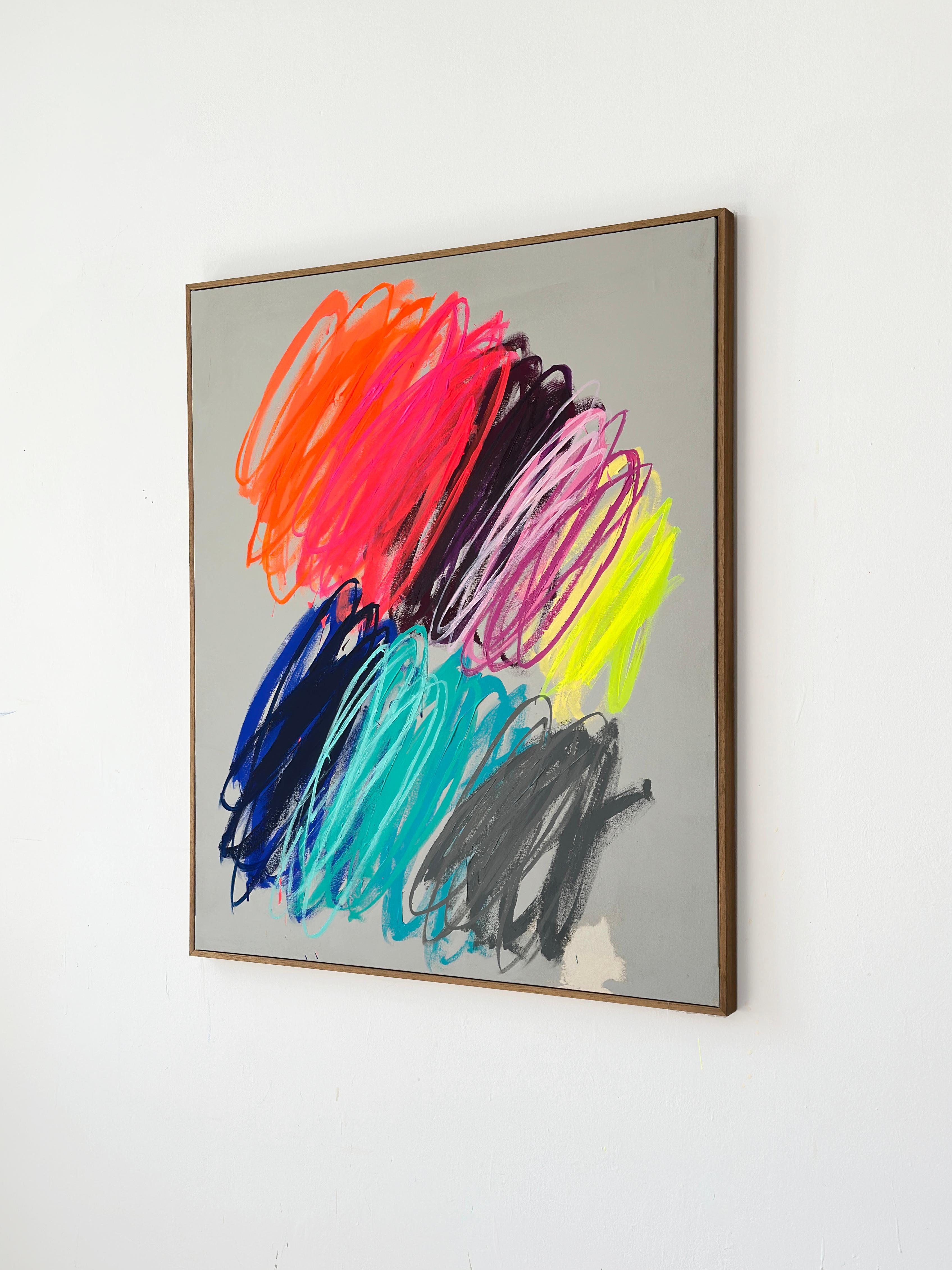 Contemporary New Pastel Abstract Gestural Colors Artist Christina Gschwantner For Sale 5