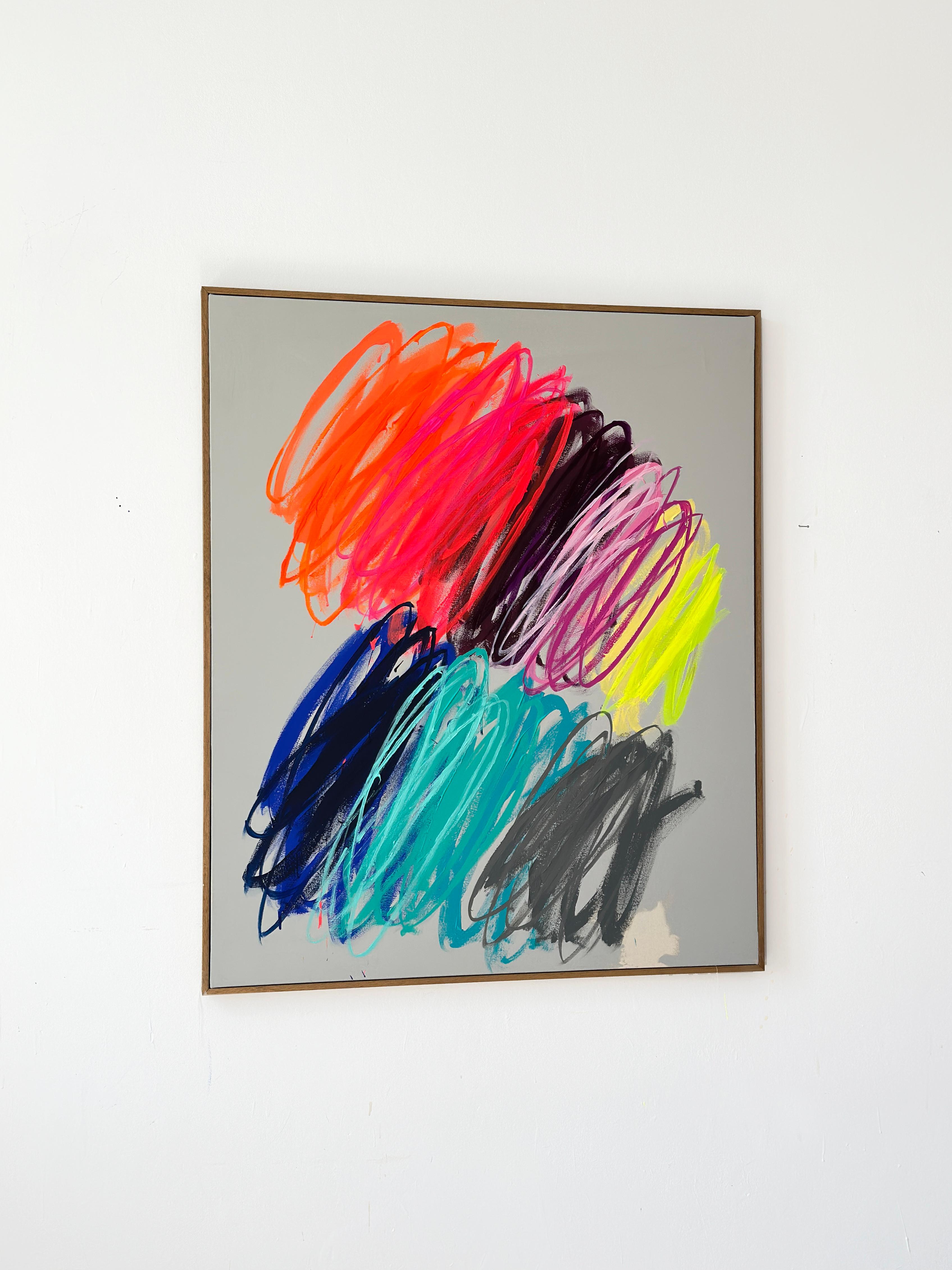 Contemporary New Pastel Abstract Gestural Colors Artist Christina Gschwantner For Sale 6