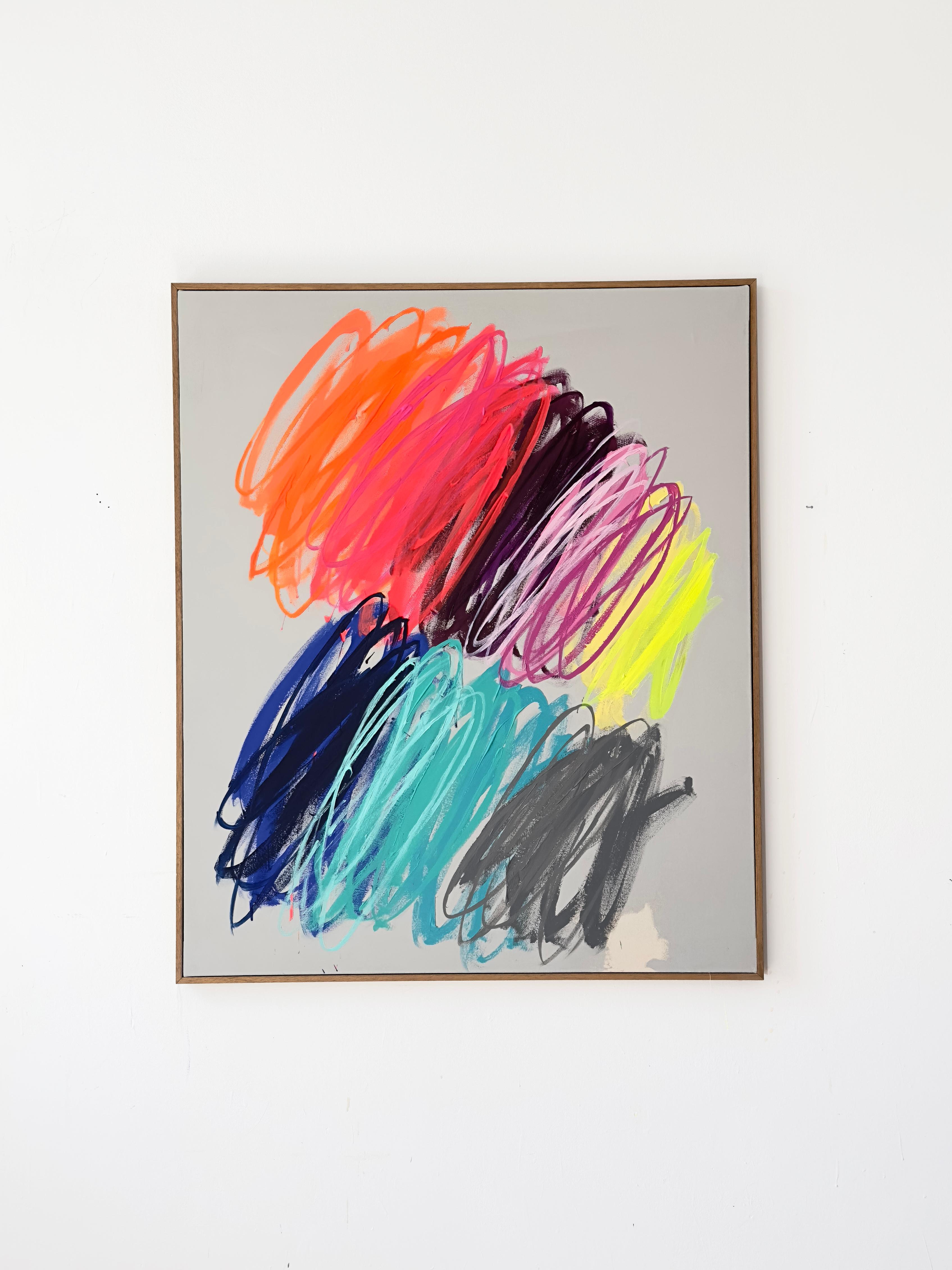 Contemporary New Pastel Abstract Gestural Colors Artist Christina Gschwantner For Sale 7
