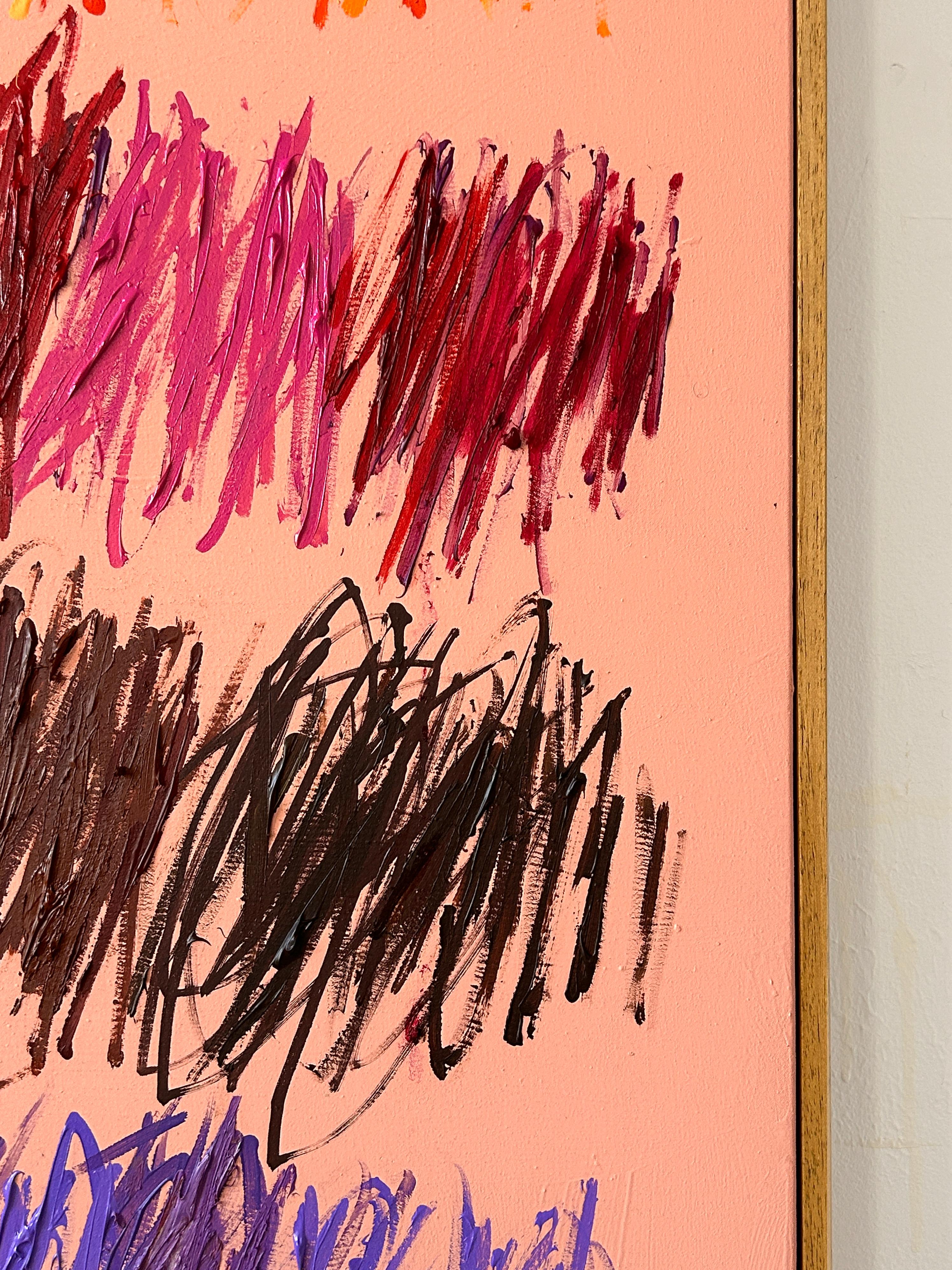 Contemporary Pink Pastel New Abstract Dots Colors Artist Christina Gschwantner en vente 3