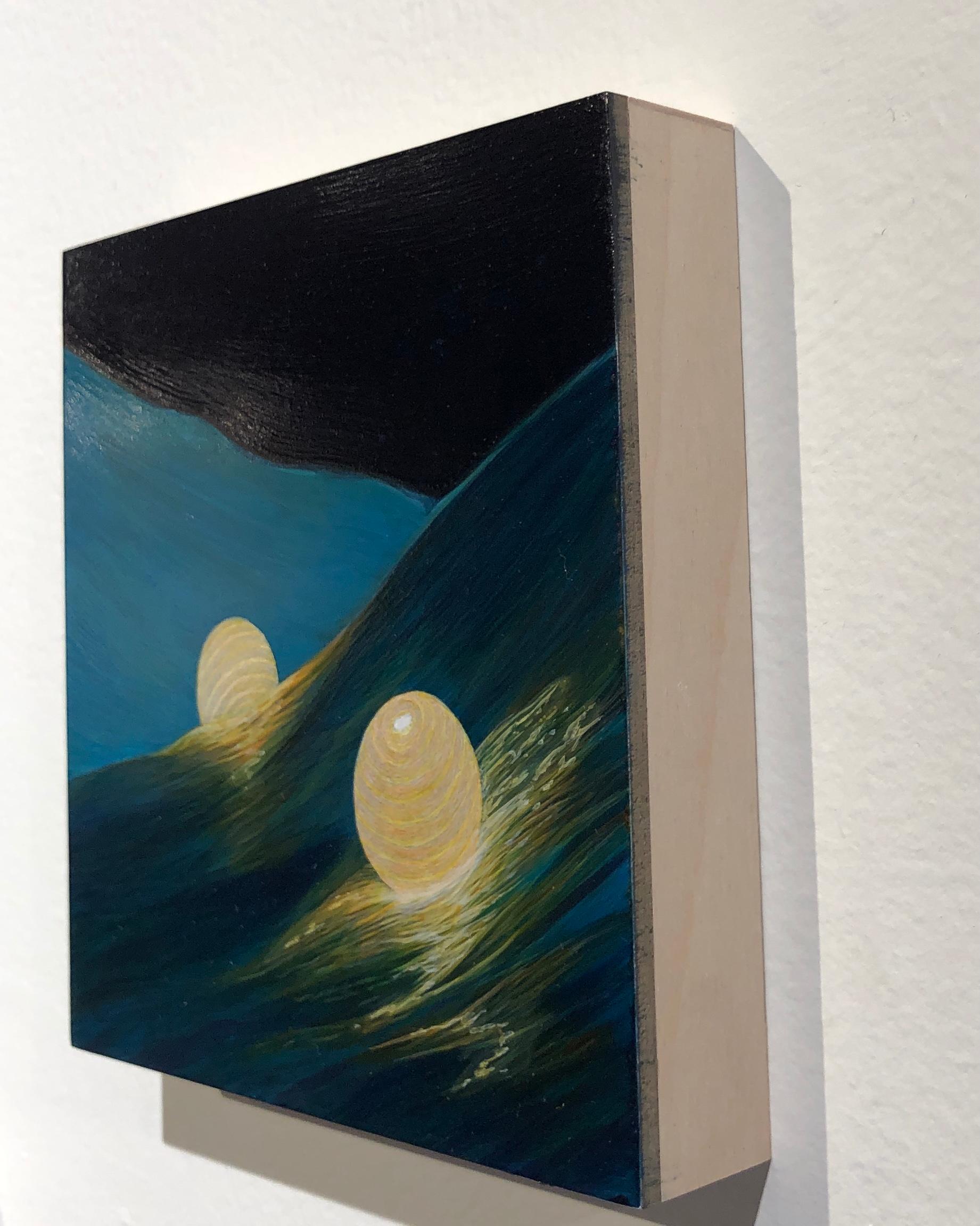 Night Waves - Paper Lanterns on Wayward Seas with Backlit Waves Acrylic on Panel 2