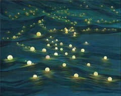 The Ocean - Hundreds of Illuminated Paper Lanterns on Undulating Seas, Acrylic