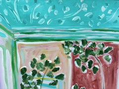 Christina Keating Oil on Canvas Italian Balcony Window Scene