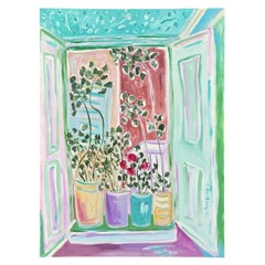 Christina Keating Oil on Canvas Italian Balcony Window Scene