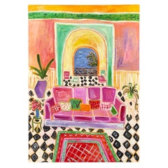 Christina Keating Huile sur toile Intérieur de la pièce