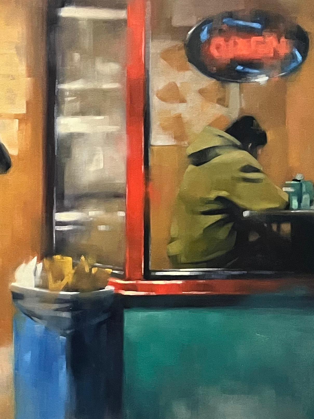 At the Pizzeria - Large Scale City Scene Urban painting Edward Hopper inspired For Sale 1