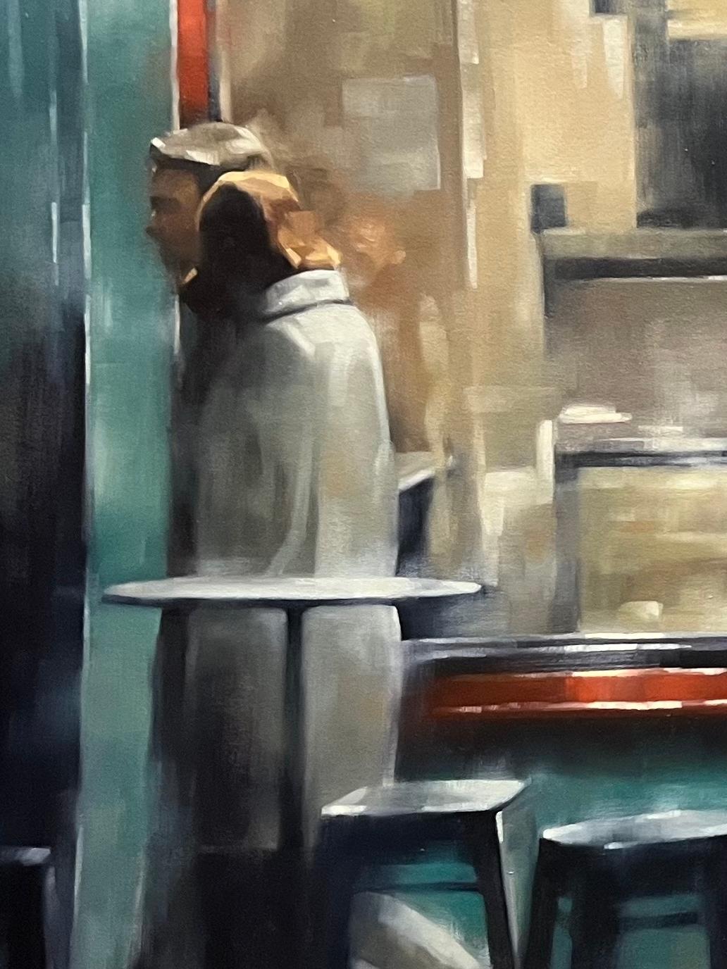 At the Pizzeria - Large Scale City Scene Urban painting Edward Hopper inspired For Sale 3