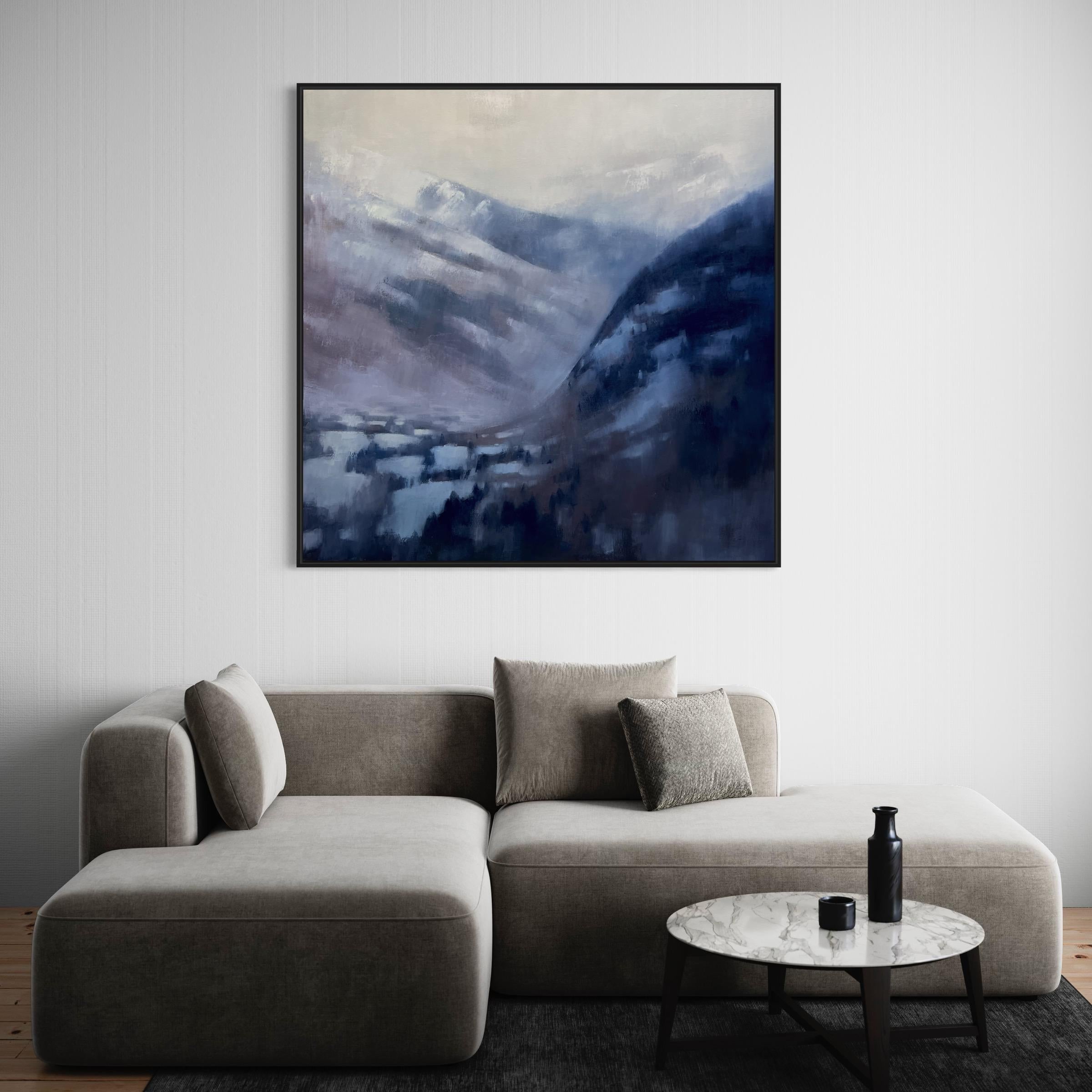 Colorado landscape original oil painting snowy mountain large-scale painting - Painting by Christina Kent