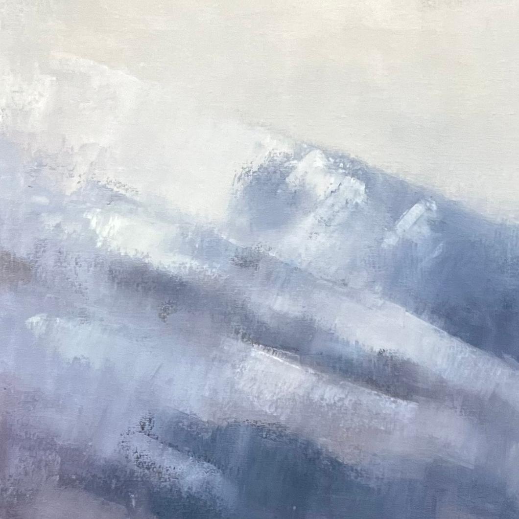 Colorado landscape original oil painting snowy mountain large-scale painting - Realist Painting by Christina Kent