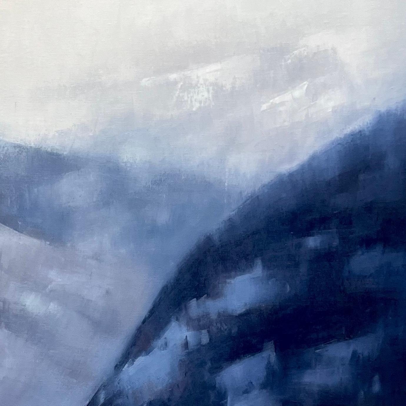 Colorado landscape original oil painting snowy mountain large-scale painting - Purple Landscape Painting by Christina Kent
