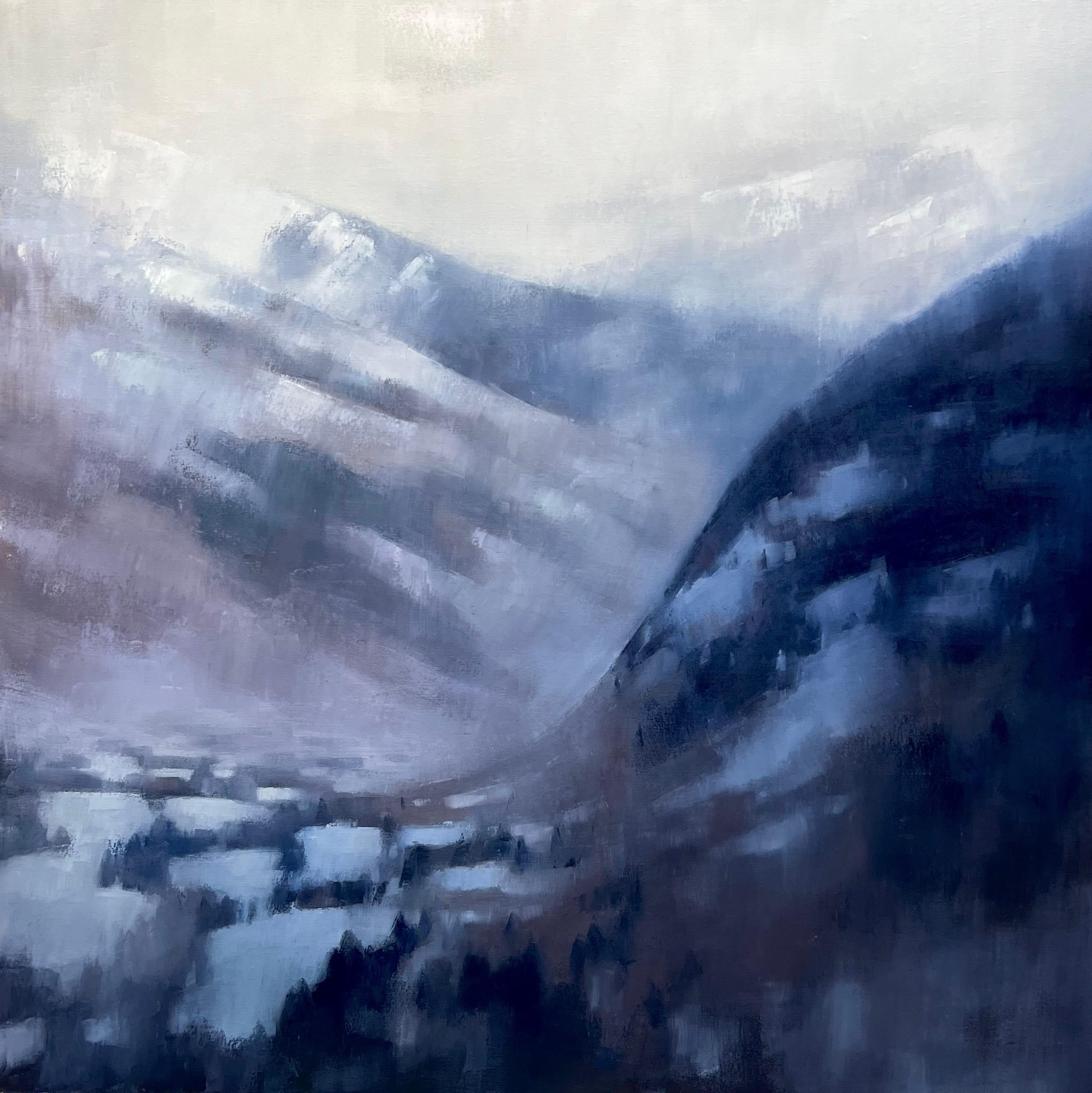 Großformatiges Original-Ölgemälde, Landschaftsgemälde in Colorado, Schneewittchen, Original