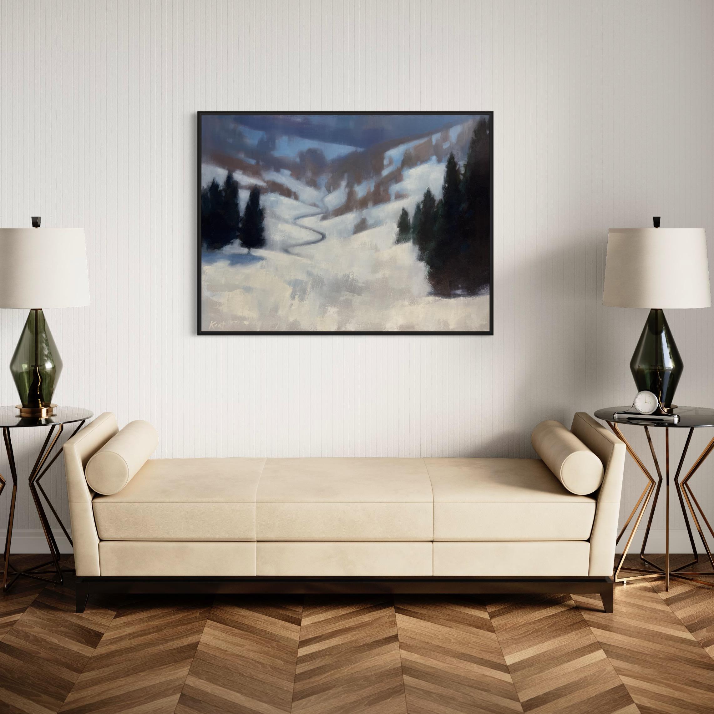 Colorado winter landscape original oil painting snowy landscape - Painting by Christina Kent