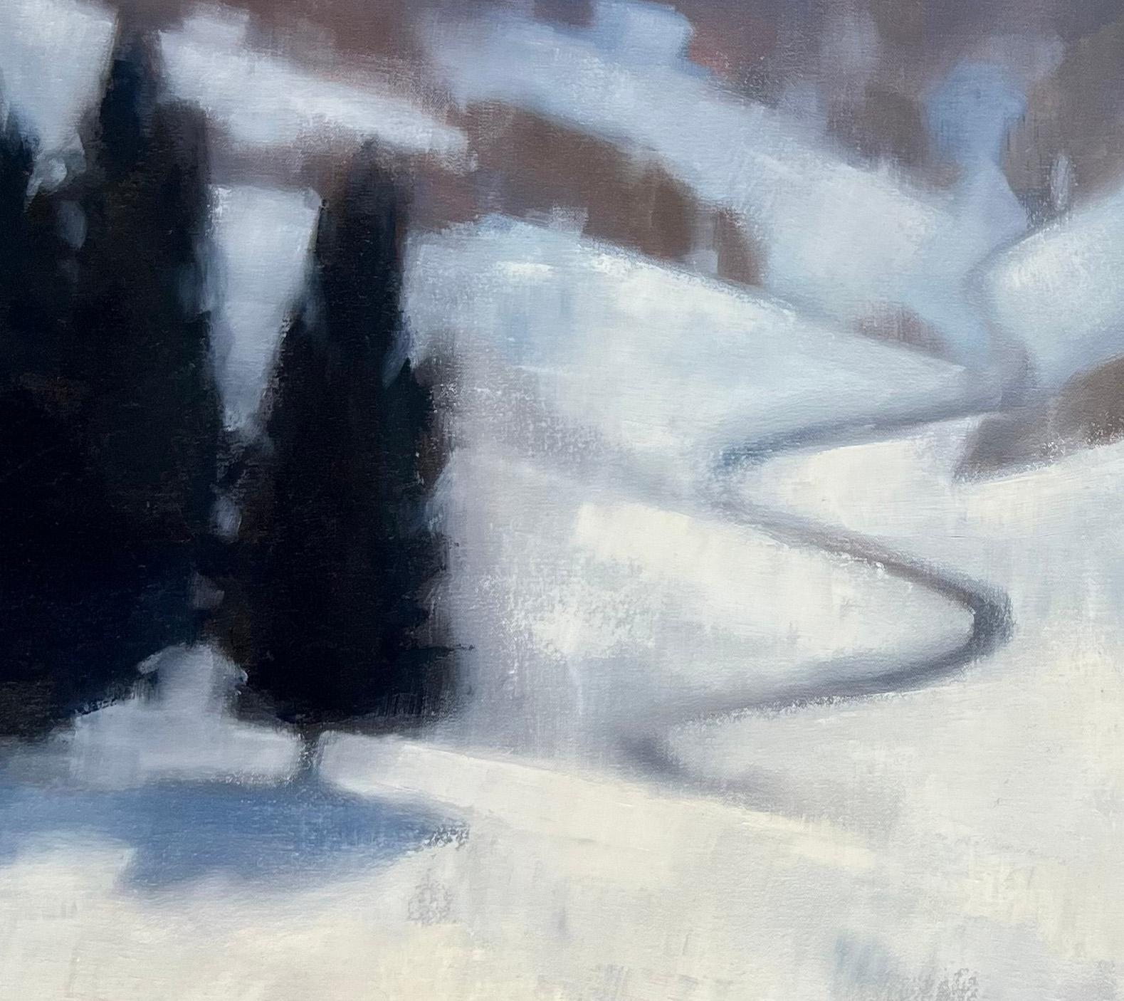 Colorado winter landscape original oil painting snowy landscape - Realist Painting by Christina Kent
