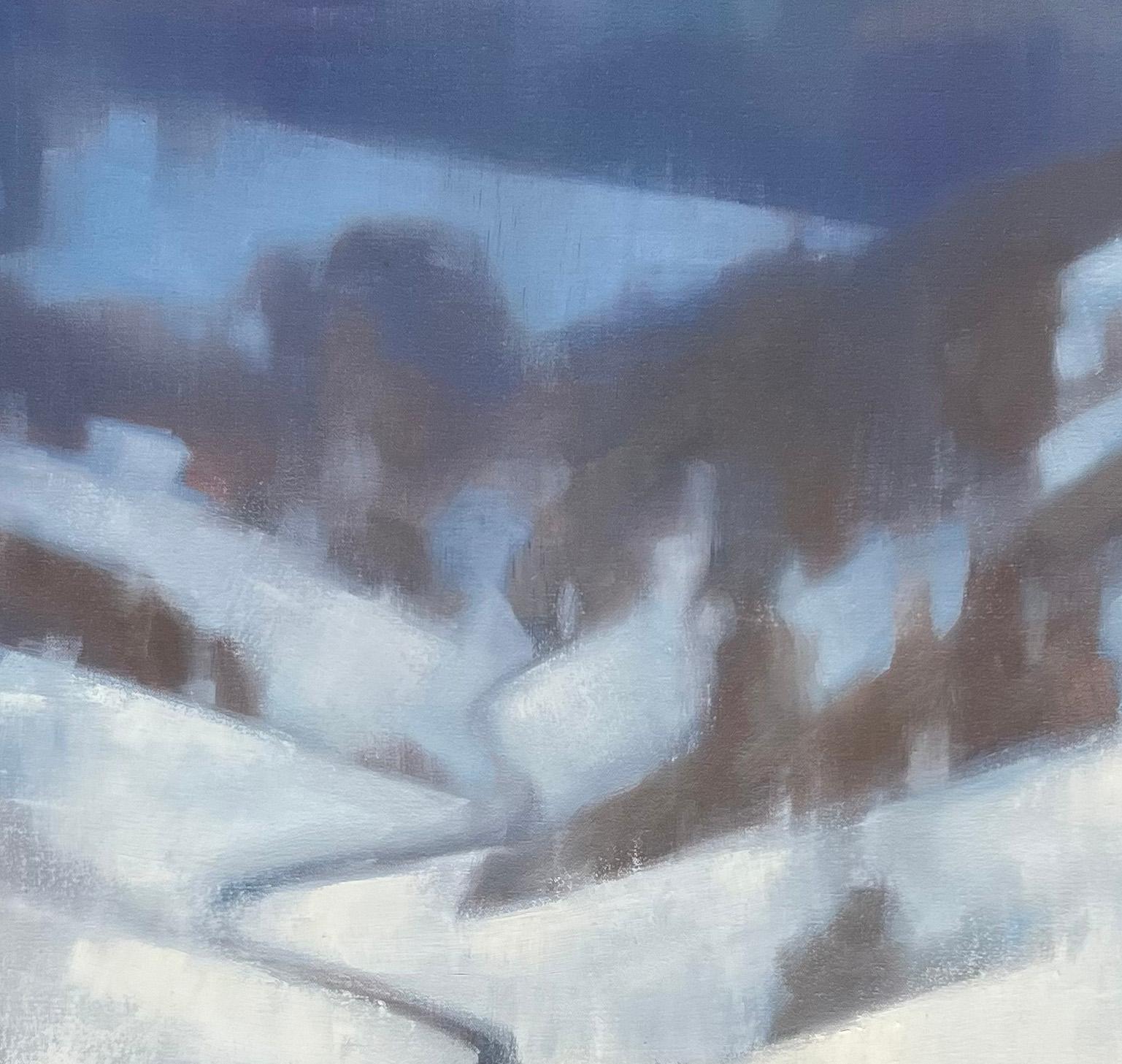 Colorado winter landscape original oil painting snowy landscape - Gray Landscape Painting by Christina Kent