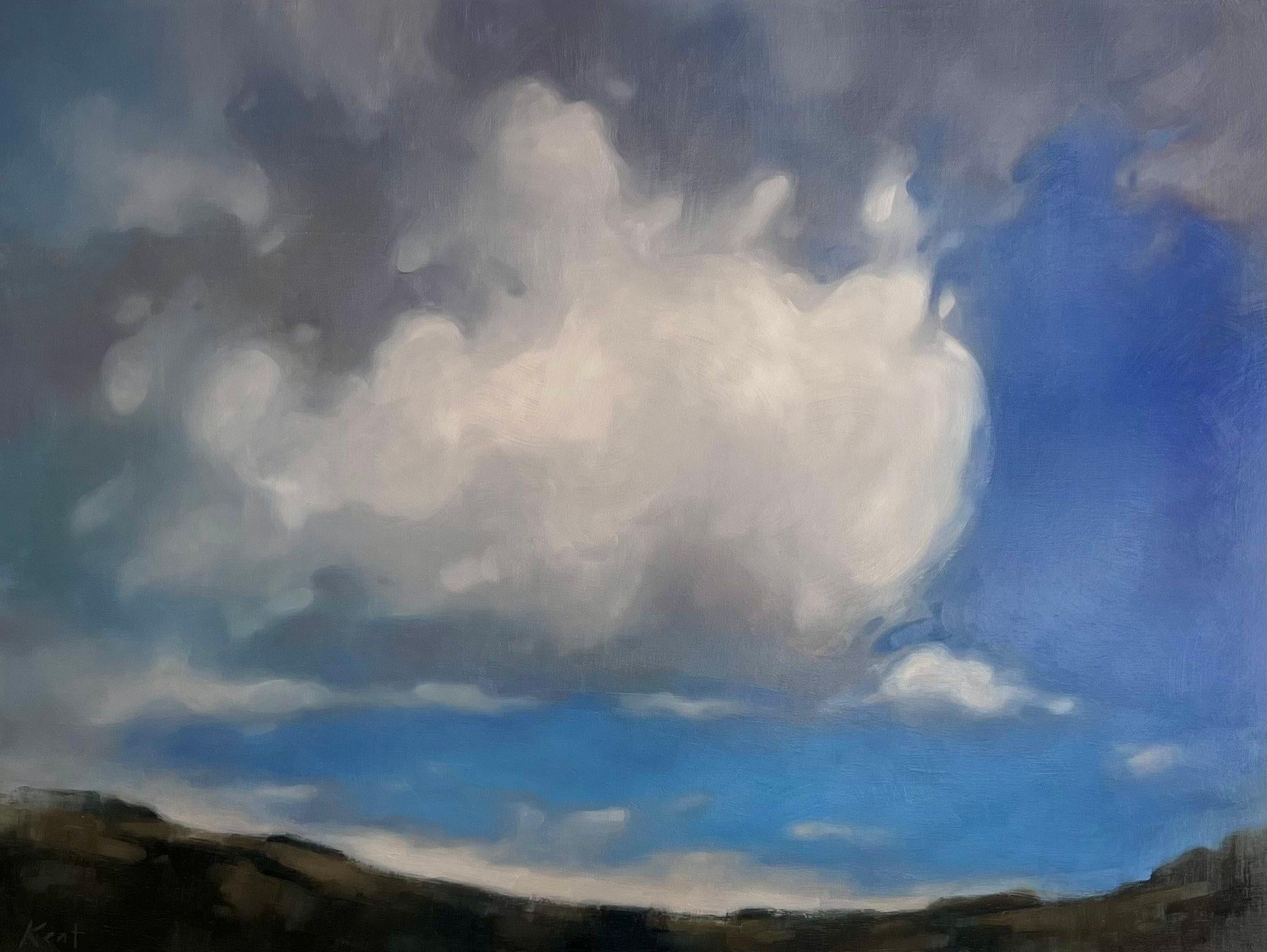 Landscape Painting de Christina Kent - Pintura al óleo original de un paisaje de nubes contemporáneo