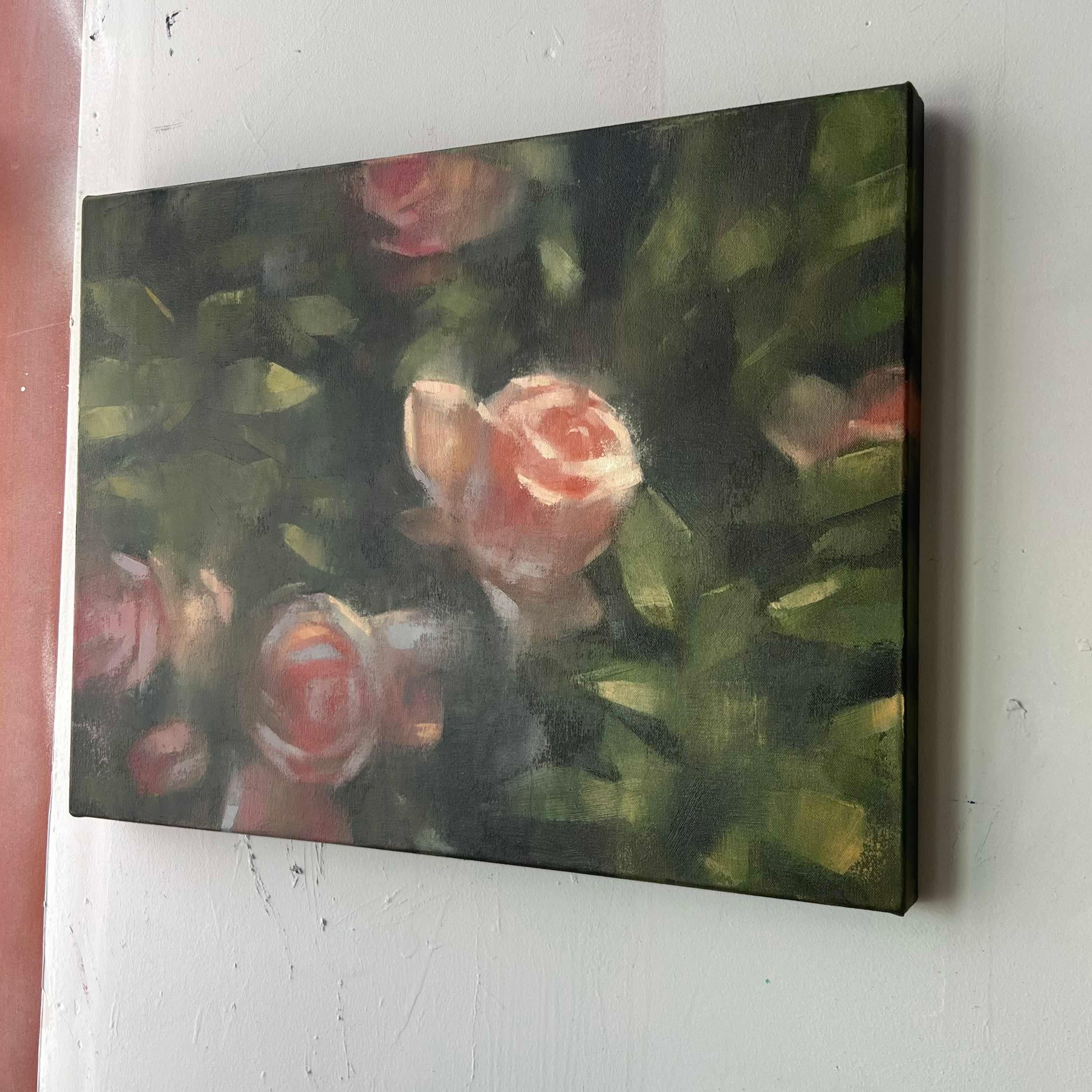 Pintura floral contemporánea pintura al óleo original rosas abstractas en venta 5
