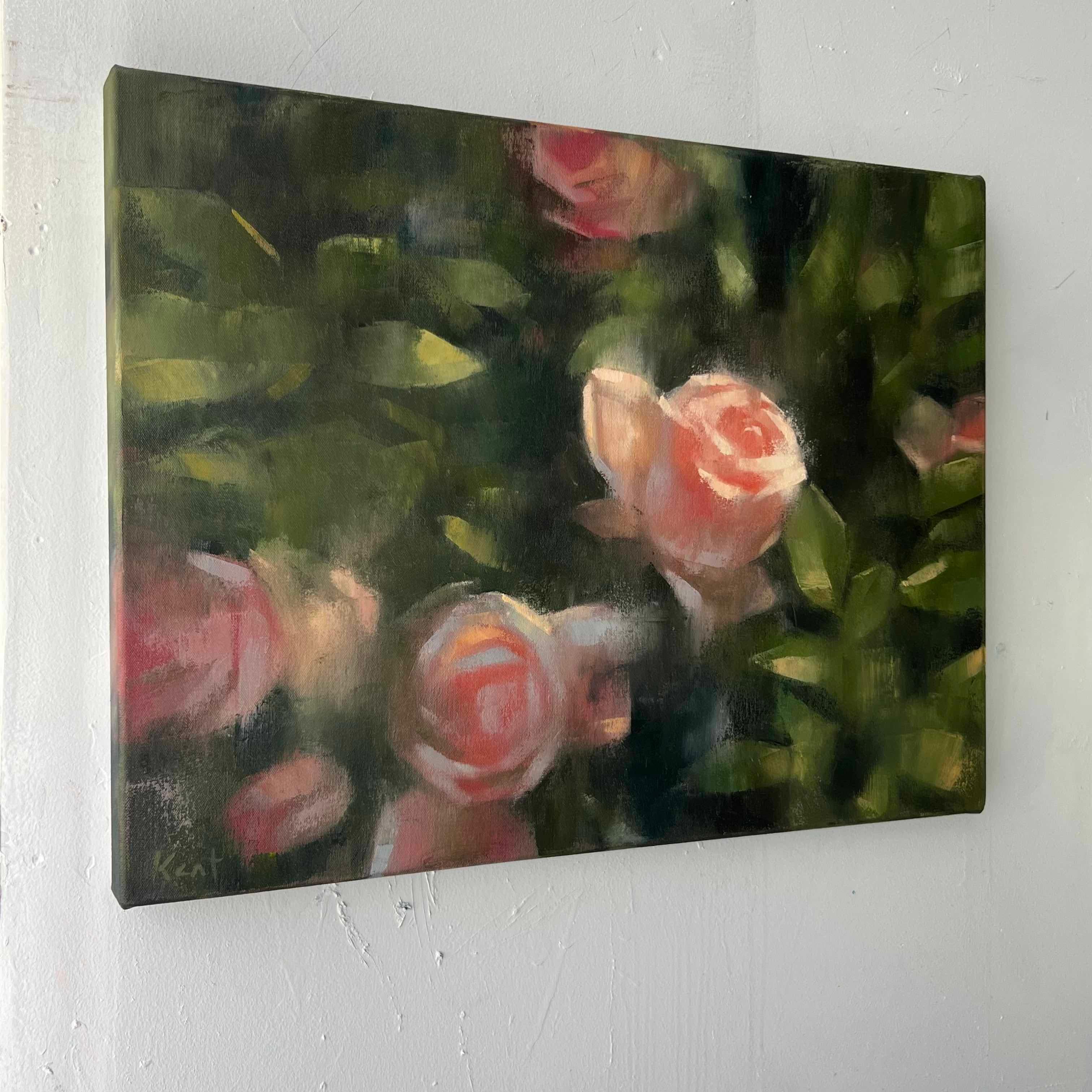 Pintura floral contemporánea pintura al óleo original rosas abstractas en venta 6