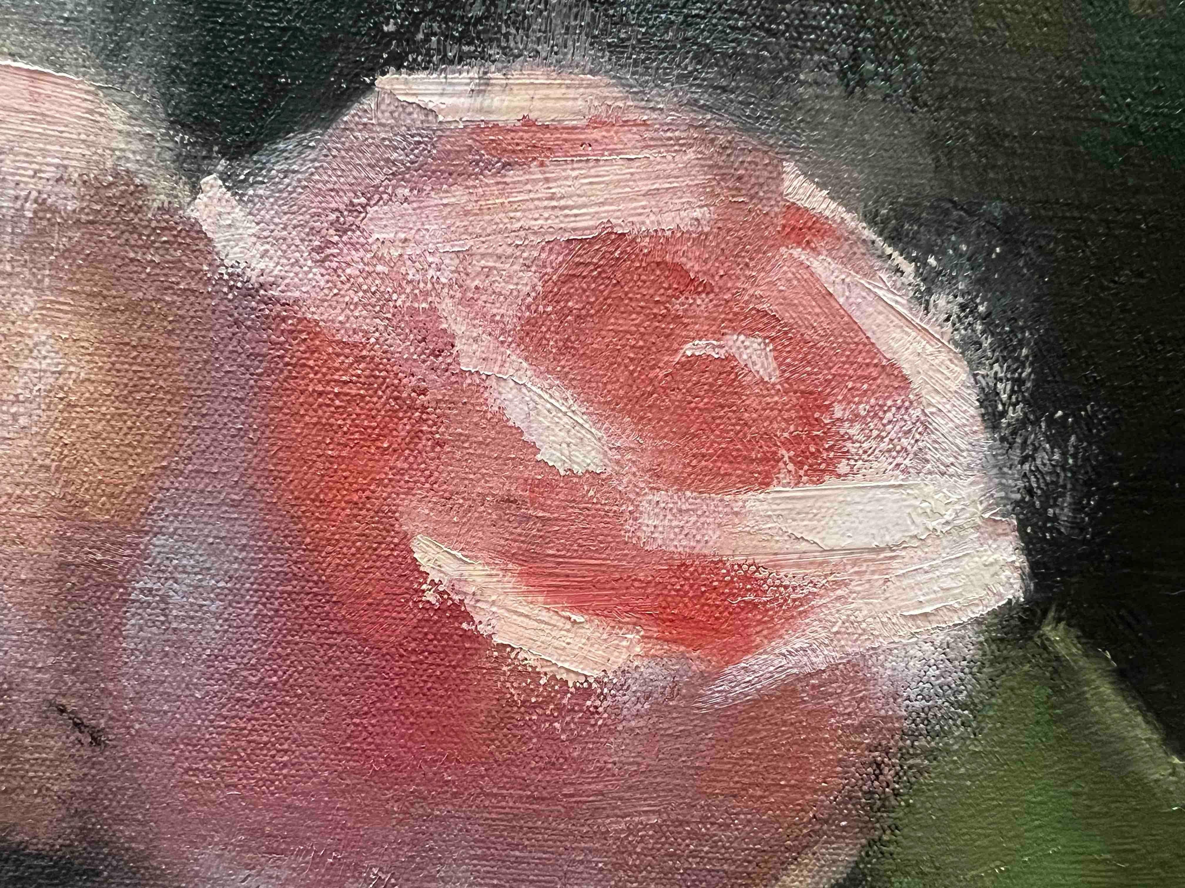Pintura floral contemporánea pintura al óleo original rosas abstractas - Painting de Christina Kent