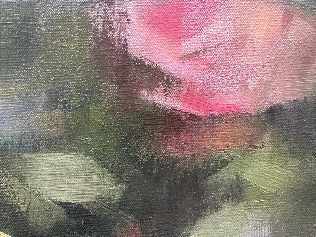 Pintura floral contemporánea pintura al óleo original rosas abstractas - Painting Realista de Christina Kent
