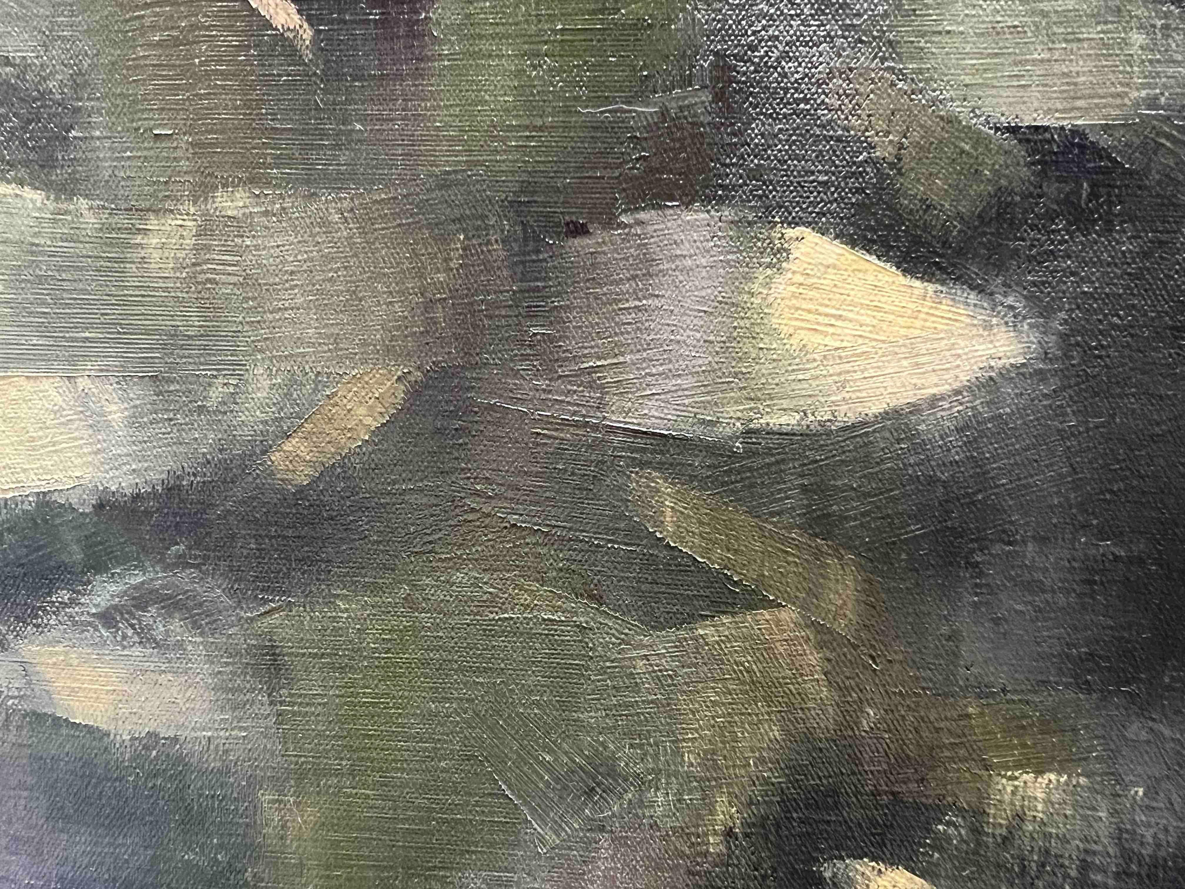Pintura floral contemporánea pintura al óleo original rosas abstractas - Landscape Painting Negro de Christina Kent