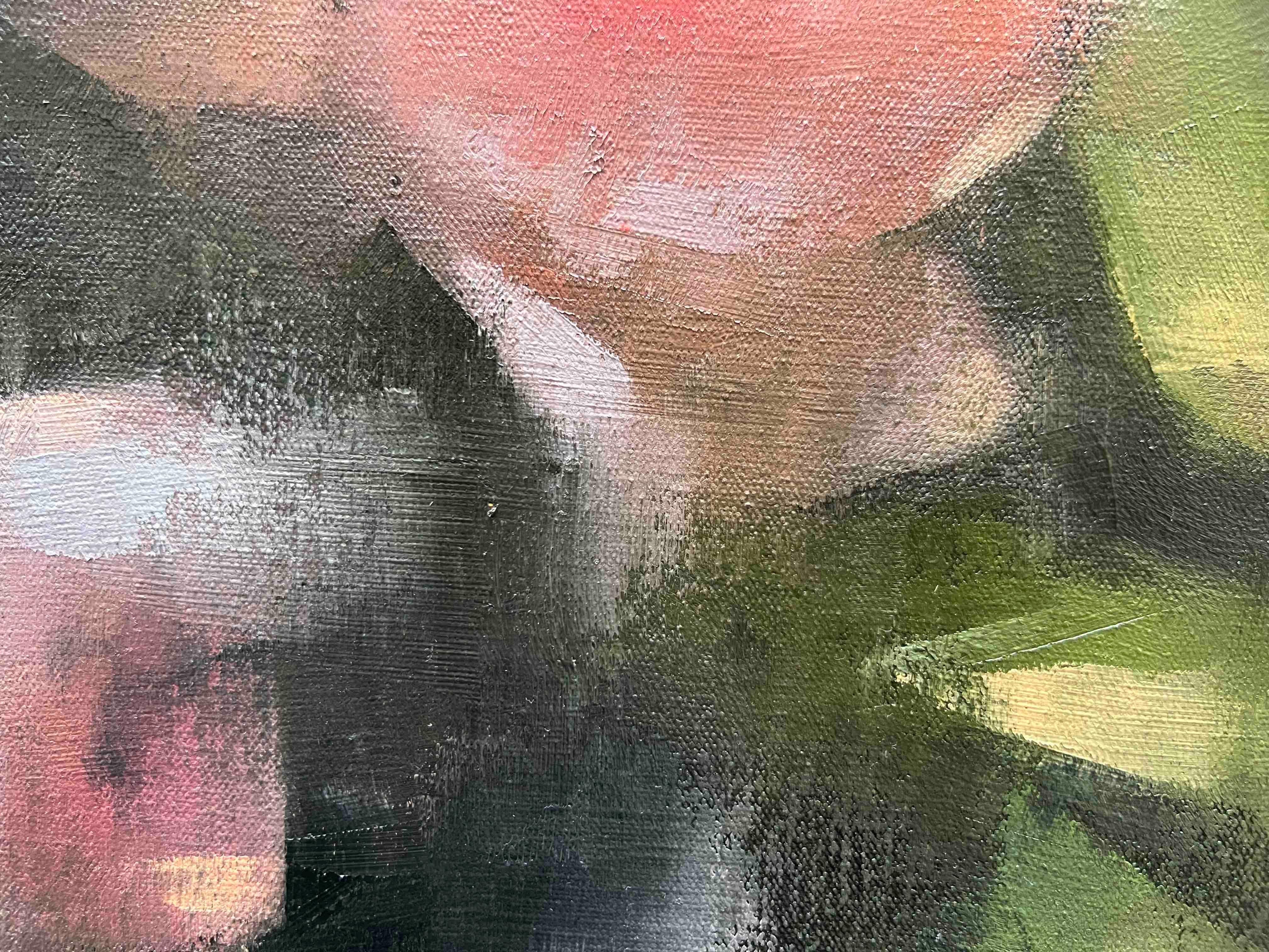 Pintura floral contemporánea pintura al óleo original rosas abstractas en venta 2