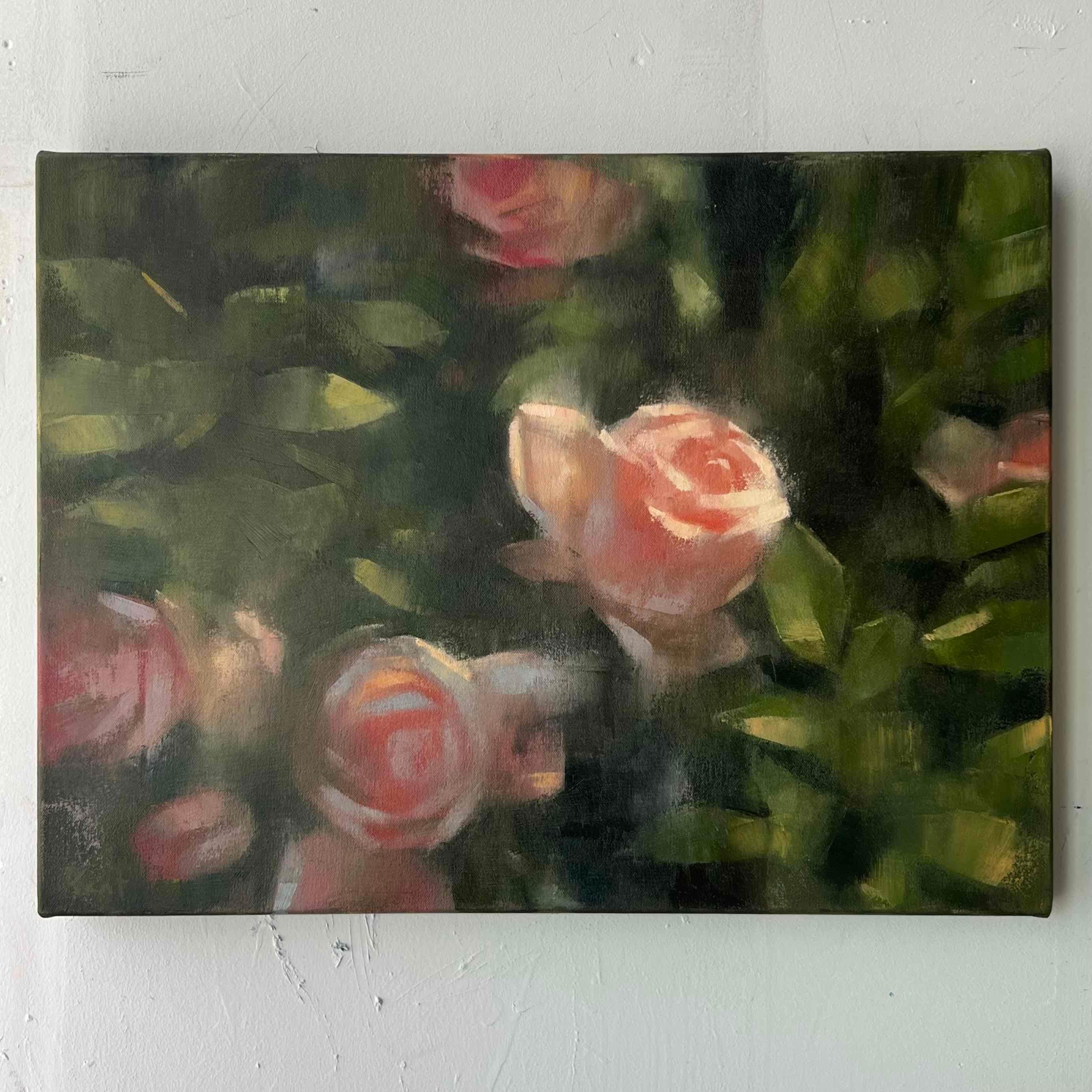 Pintura floral contemporánea pintura al óleo original rosas abstractas en venta 4