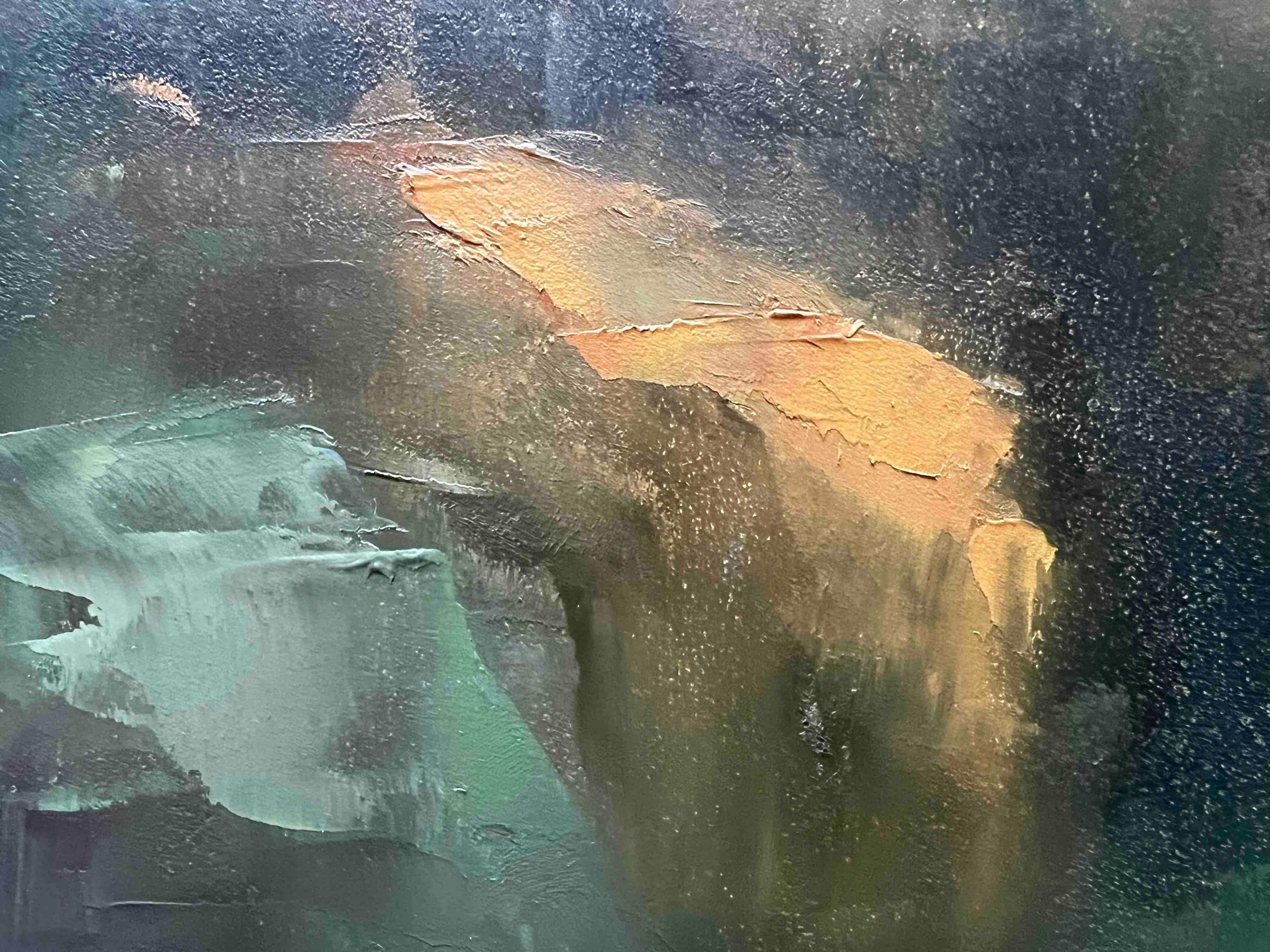 Small original oil painting nature golden hour For Sale 1