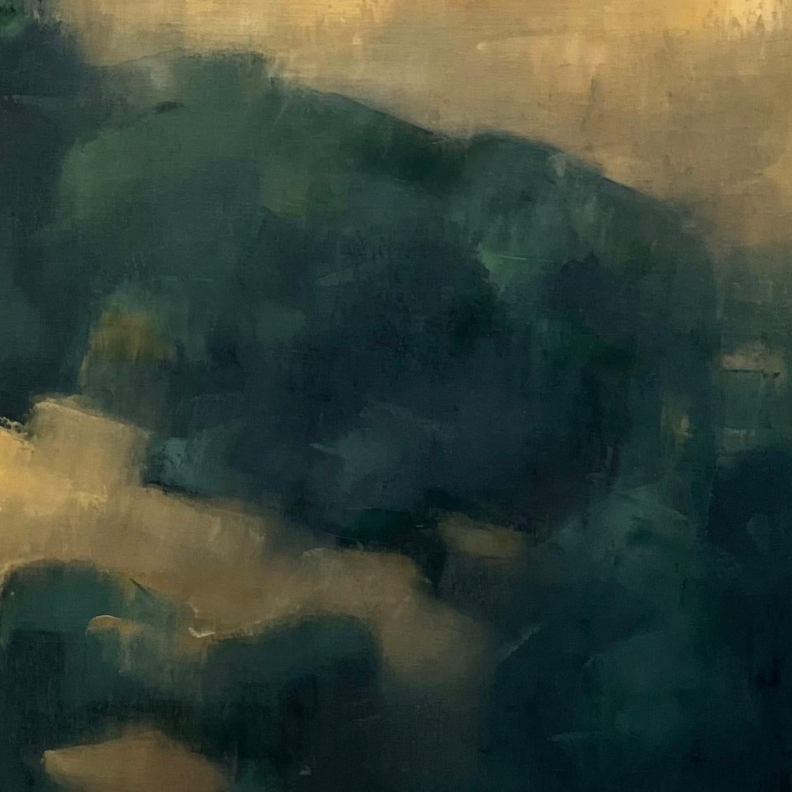 California landscape original oil painting Golden Valleys large-scale painting - Beige Landscape Painting by Christina Kent