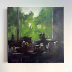 Peaceful Oil painting still life interior scene Kitchen Window