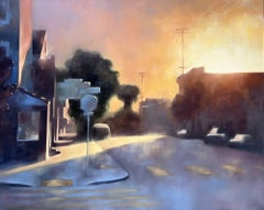 Large Contemporary Sunset San Francisco Cityscape, 48" x 60" Oil on Canvas