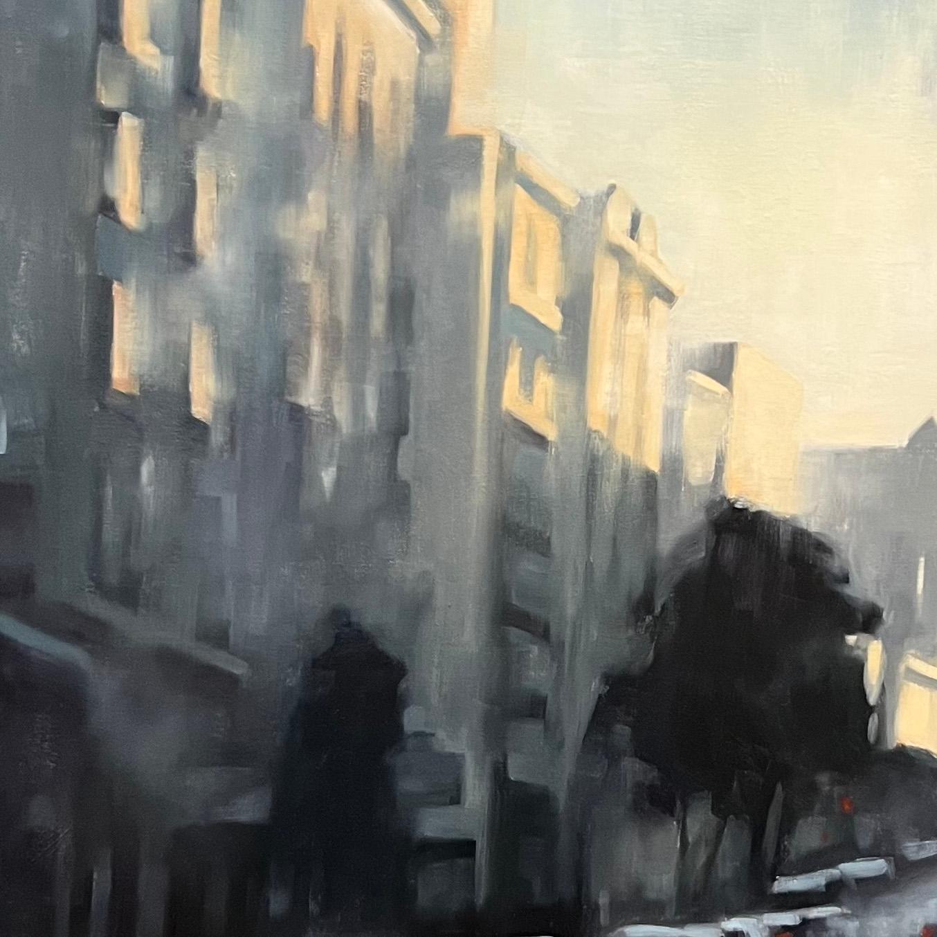 Last Light on Geary – Large Contemporary San Francisco City Oil Painting For Sale 1