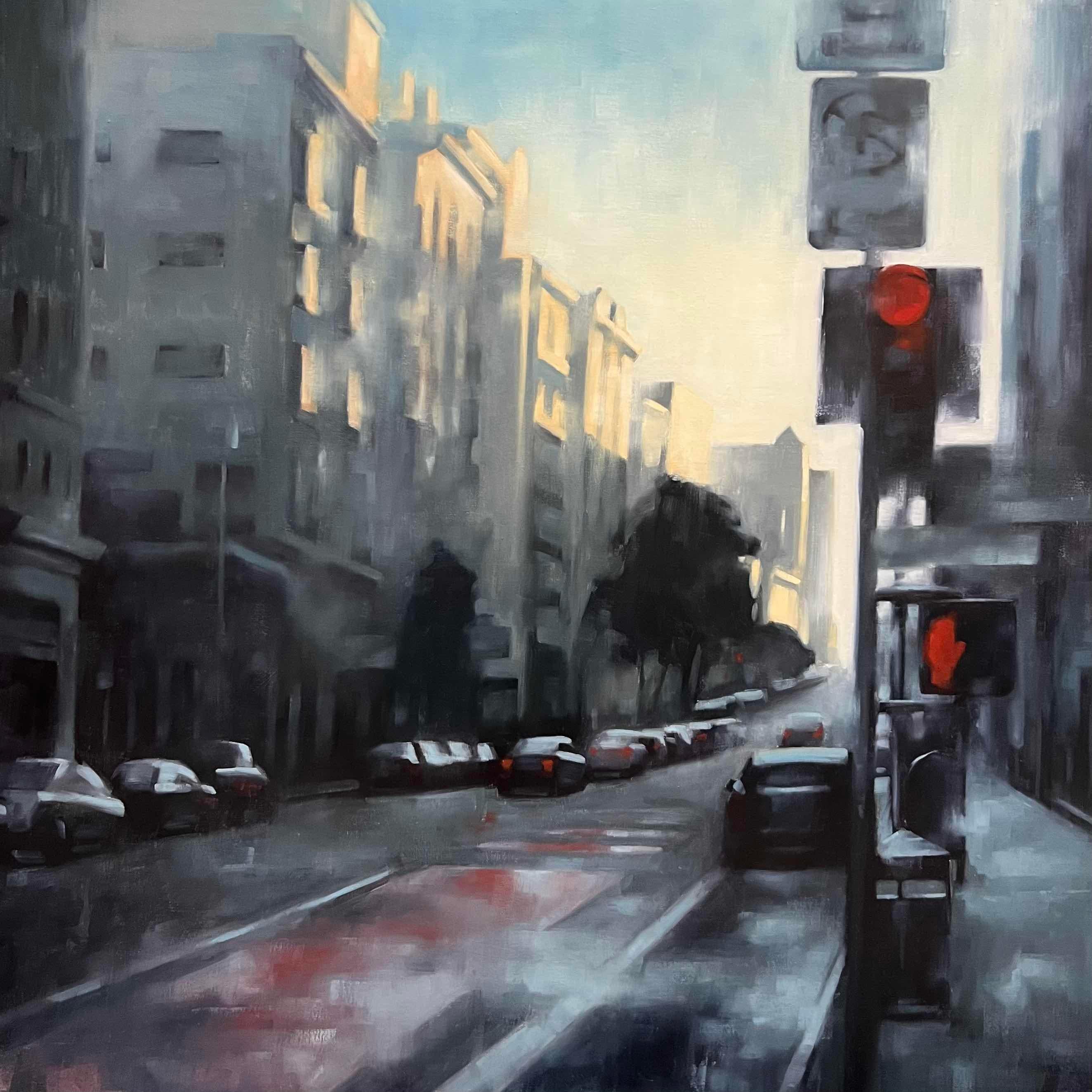 Christina Kent Landscape Painting - Last Light on Geary – Large Contemporary San Francisco City Oil Painting