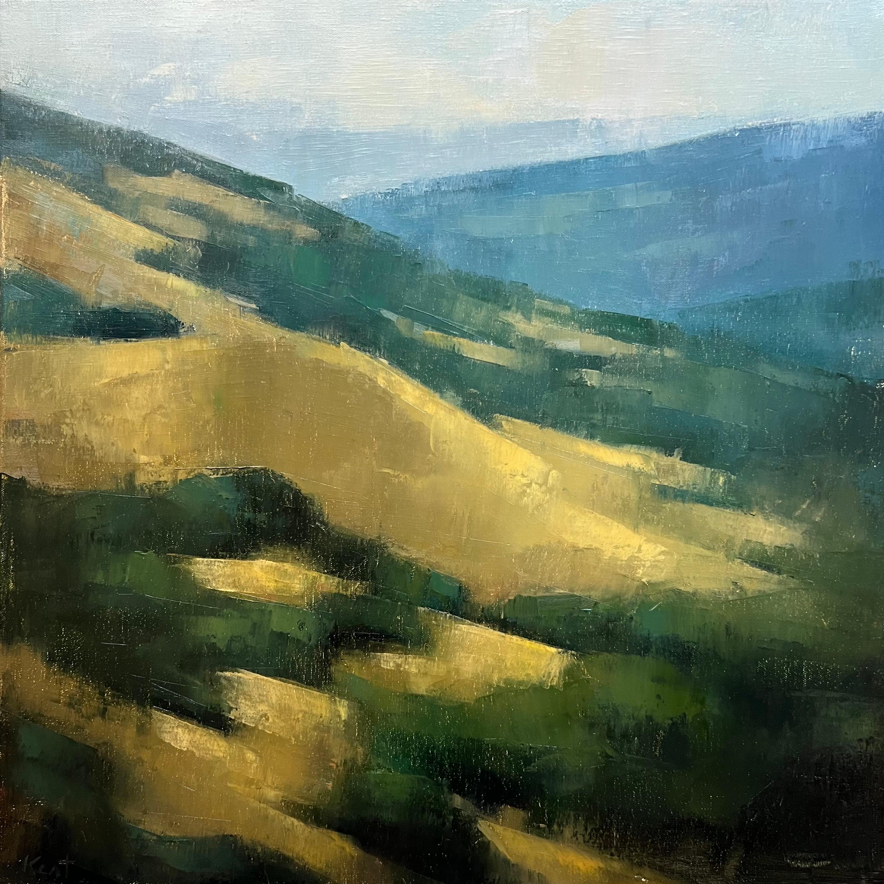 paisaje californiano pintura al óleo original zona de la bahía arte original - Painting de Christina Kent